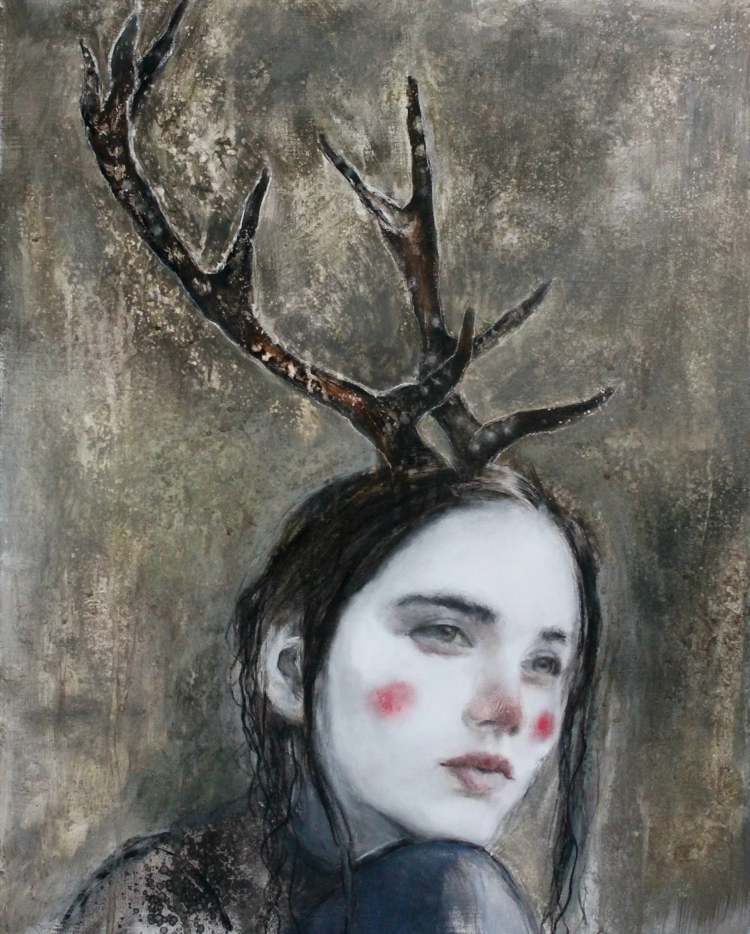 The memory of the forest - gesso, soft pastels, charcoal and ink on wood - 40x50 - 2022 (SOLD)