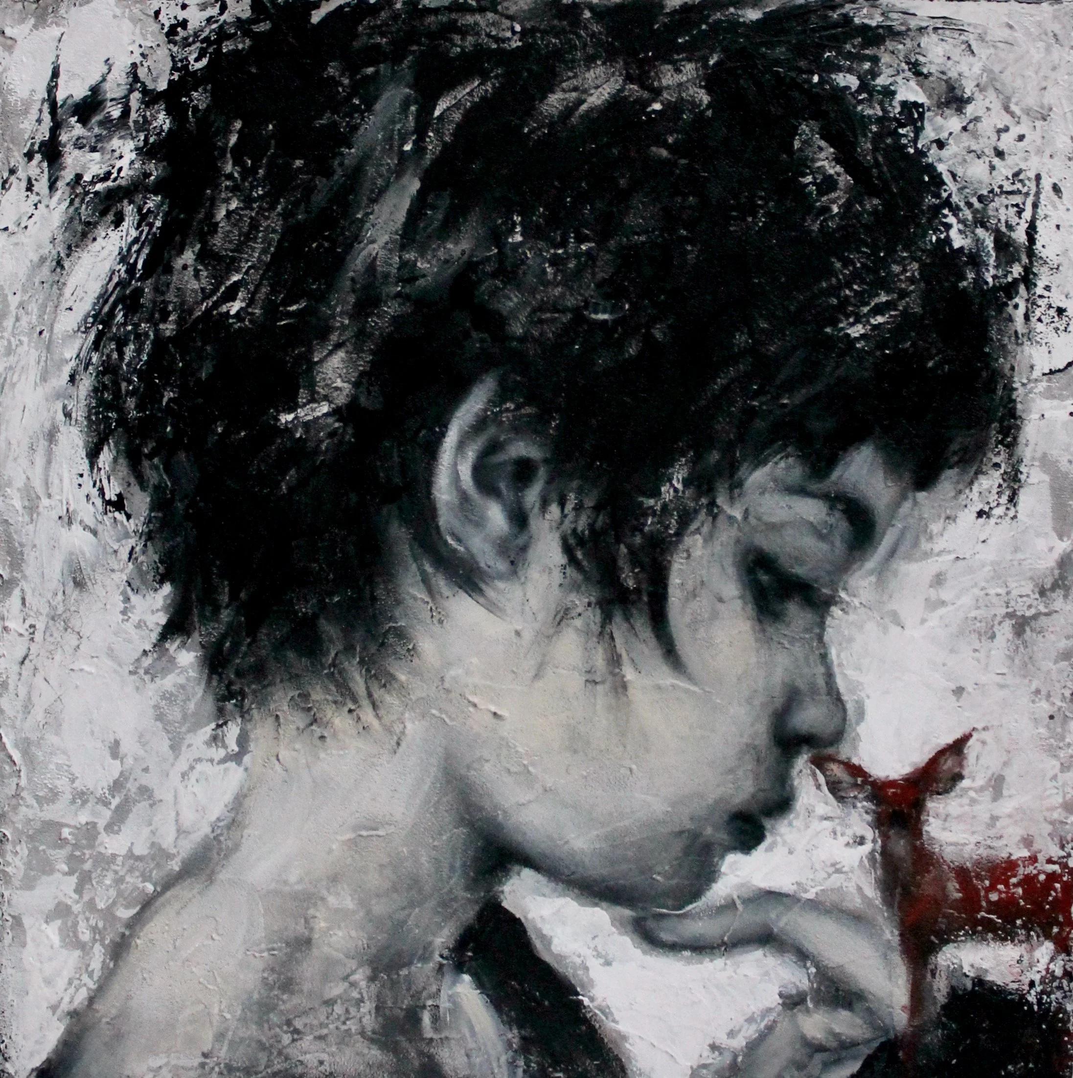 Consolation II - acrylic colors, gesso and marble dust on wood - 30x30 - 2023 (SOLD)