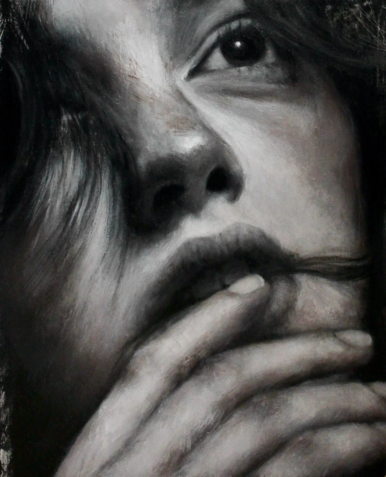 Night is coming -acrylic colors and black gesso on wood - 20x25 - 2024 (SOLD)