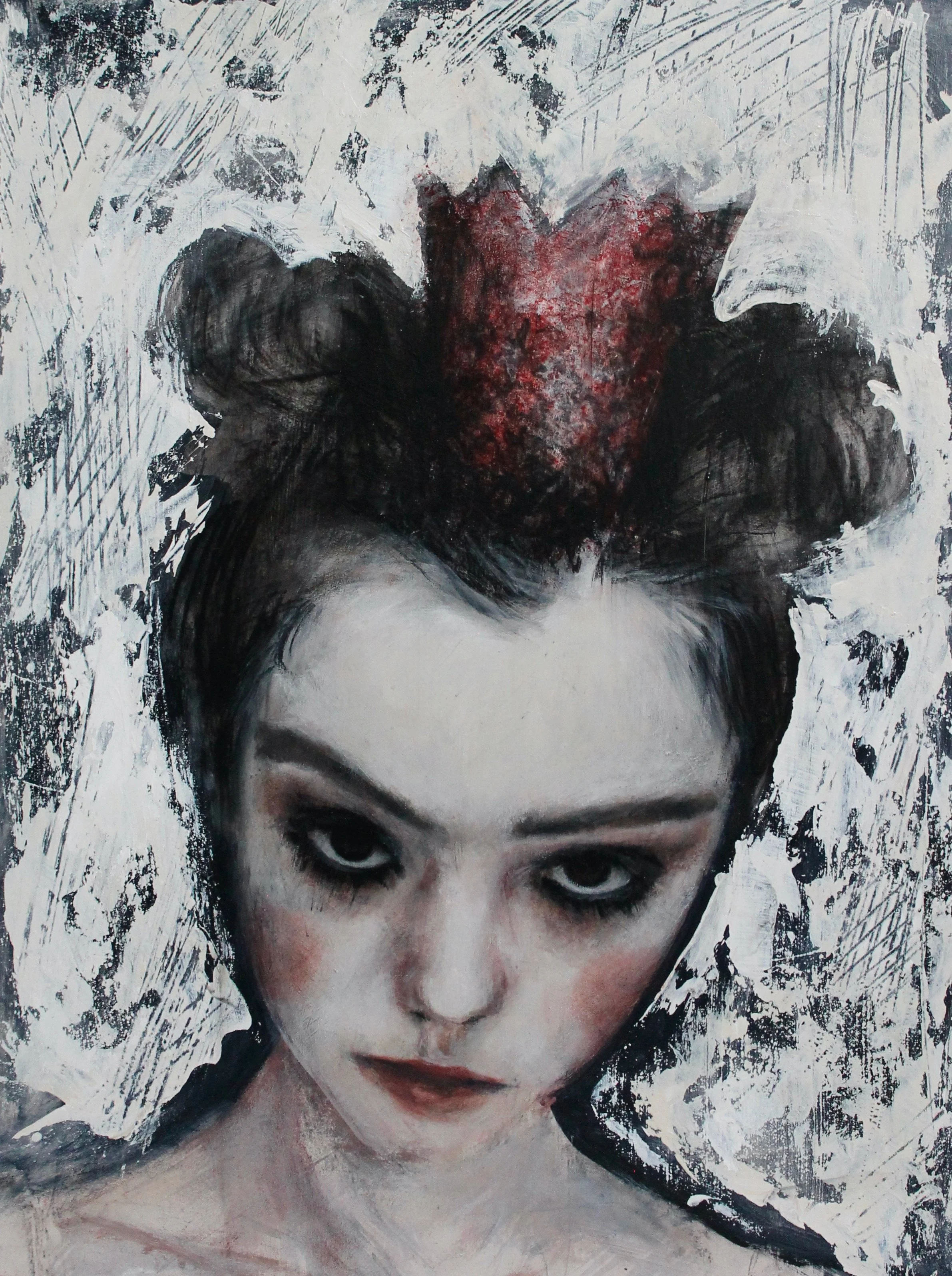 Without a kingdom IV - acrylic colors, charcoal and ink on wood - 30x40 . 2023 (SOLD)