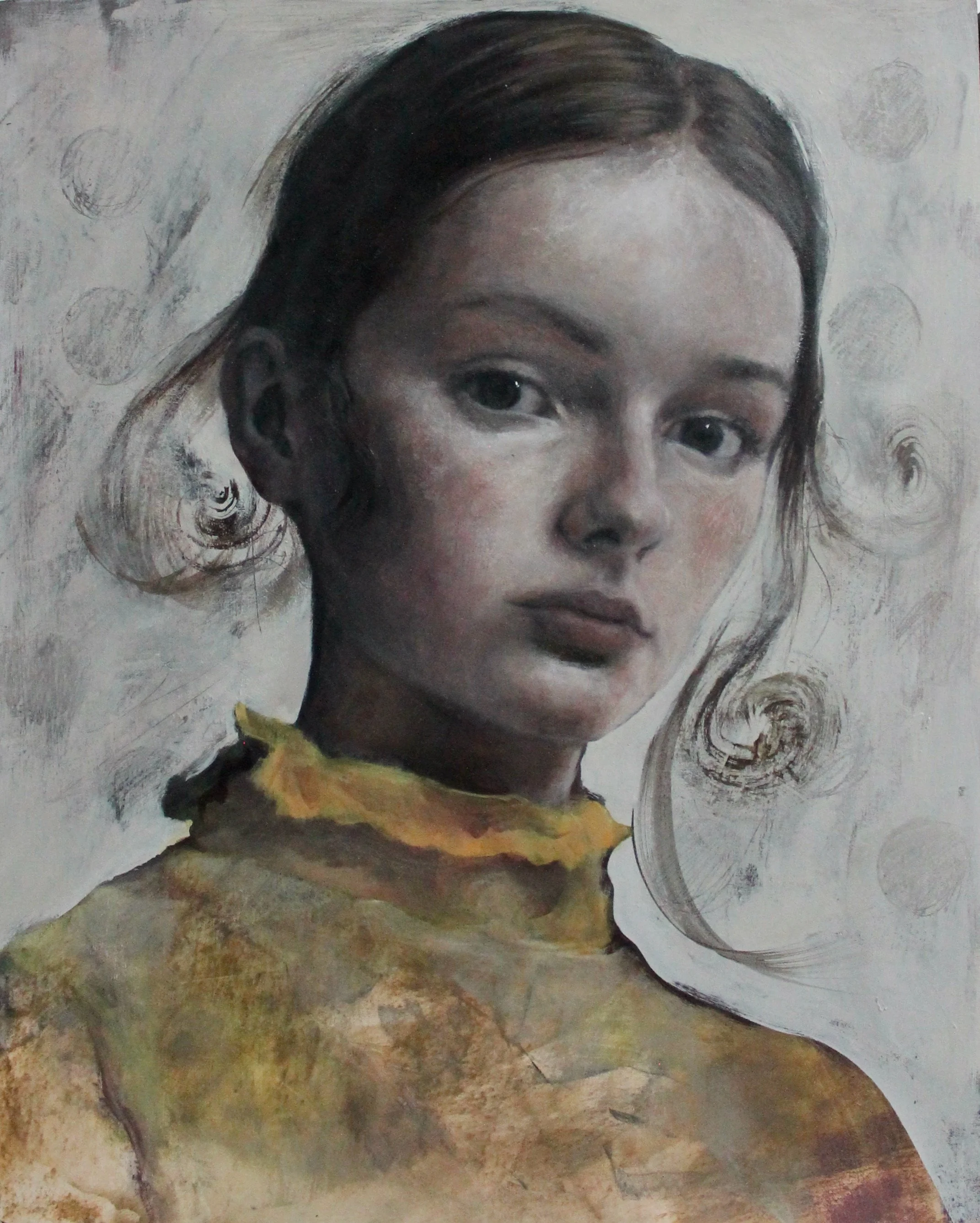 Light Is Sideways, Memory Is Oblique - acrylic colors, charcoal and soft pastels on birch wood panel - 40x50x3 - 2025 (SOLD)