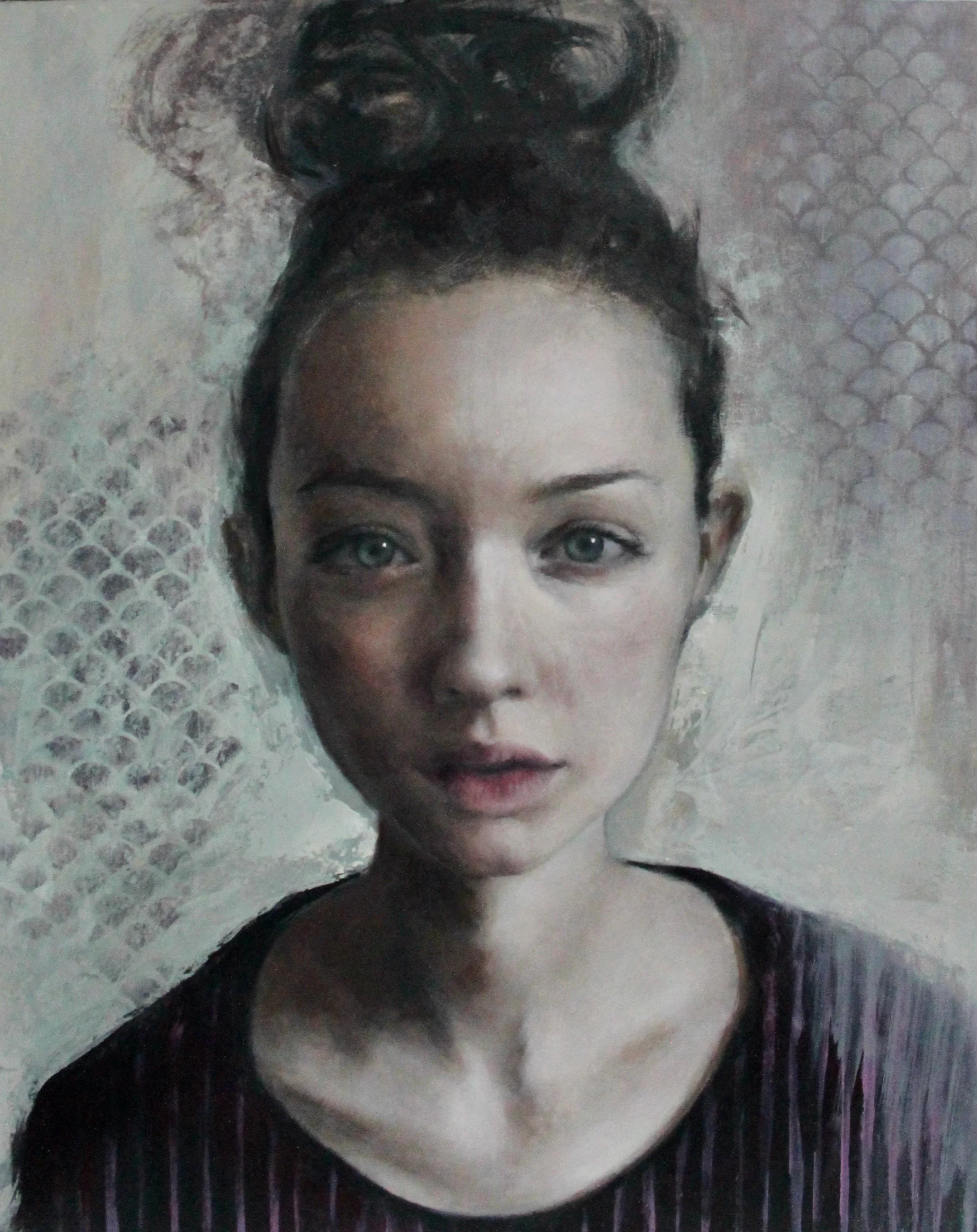 The Light Slides across the Threshold - acrylic colors and charcoal on birch wood panel - 40x50x3 - 2025 (SOLD)