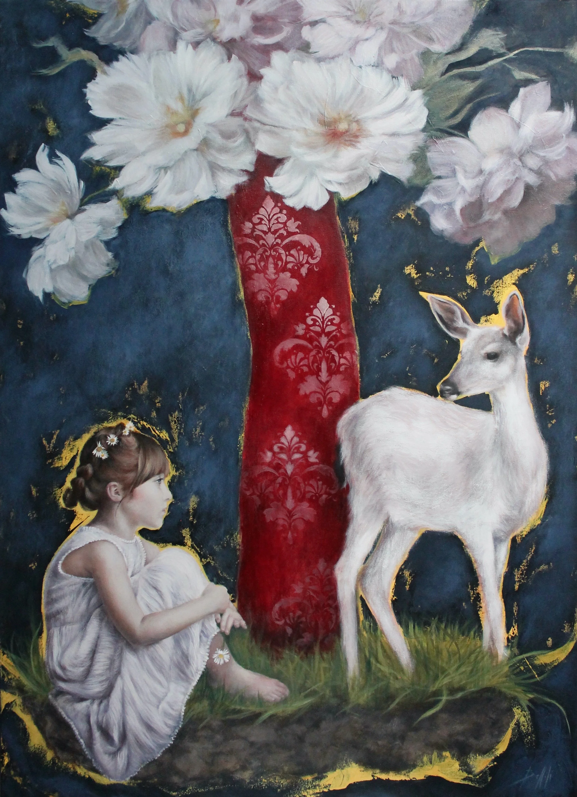 The Little Girl and the Poet - acrylic colors on canvas - 80x110 - 2025 (ON SALE)