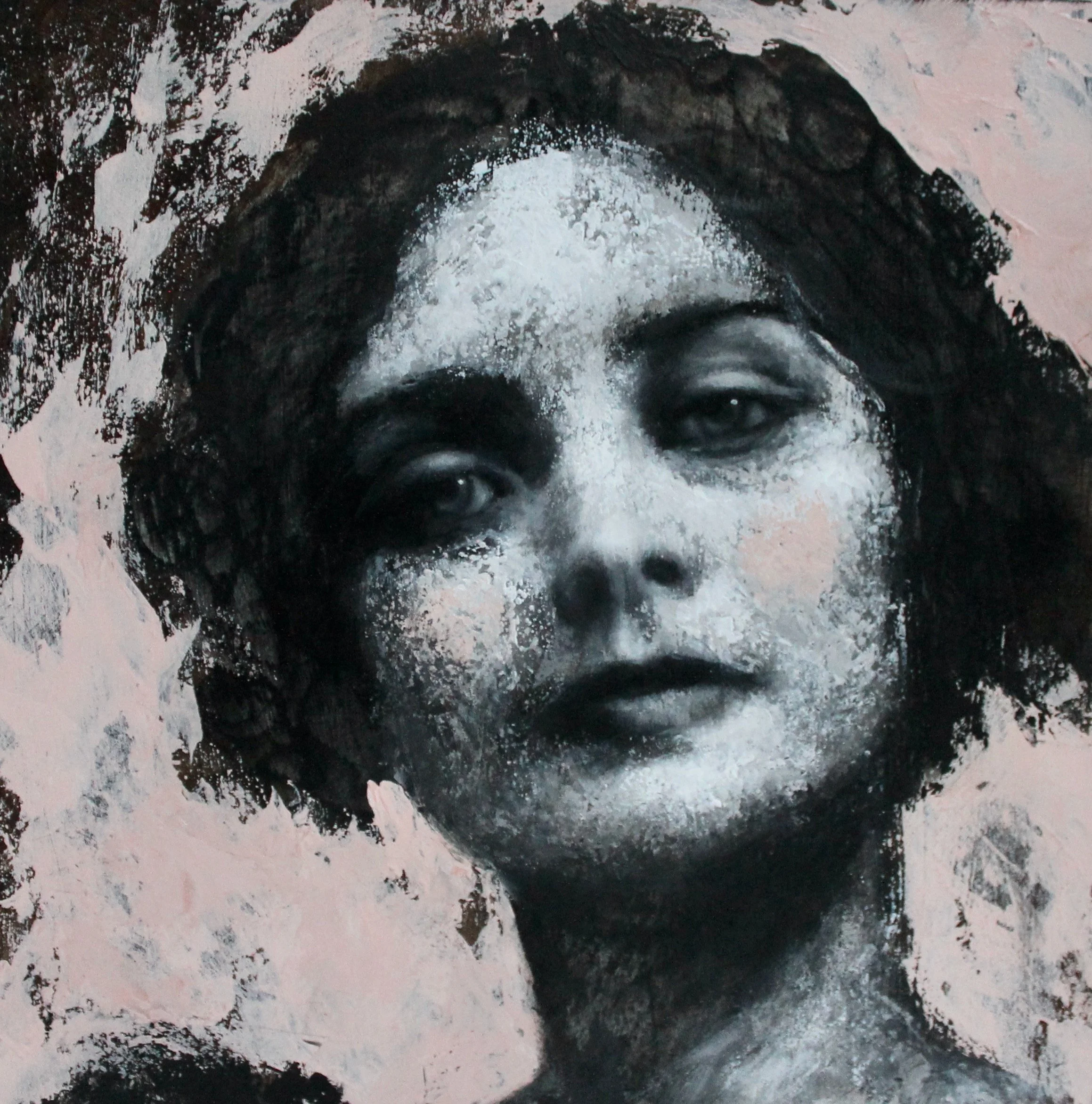 Monocromia IV - acrili colors, gesso and charcoal on wood - 25x25 - 2023 (SOLD)