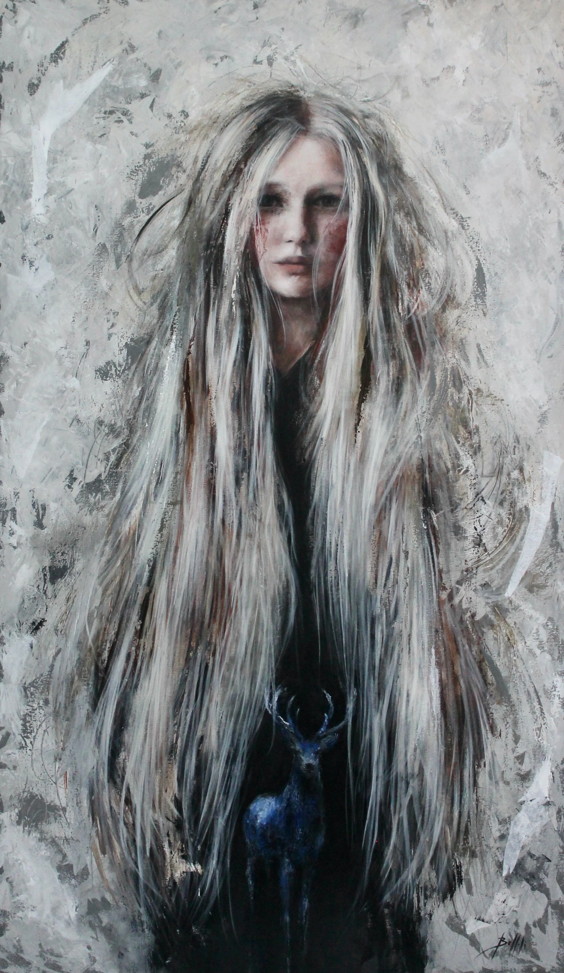 Controcanto - acrylic colors, charcoal and soft pastels on canvas - 70x120 - 2023 (SOLD)