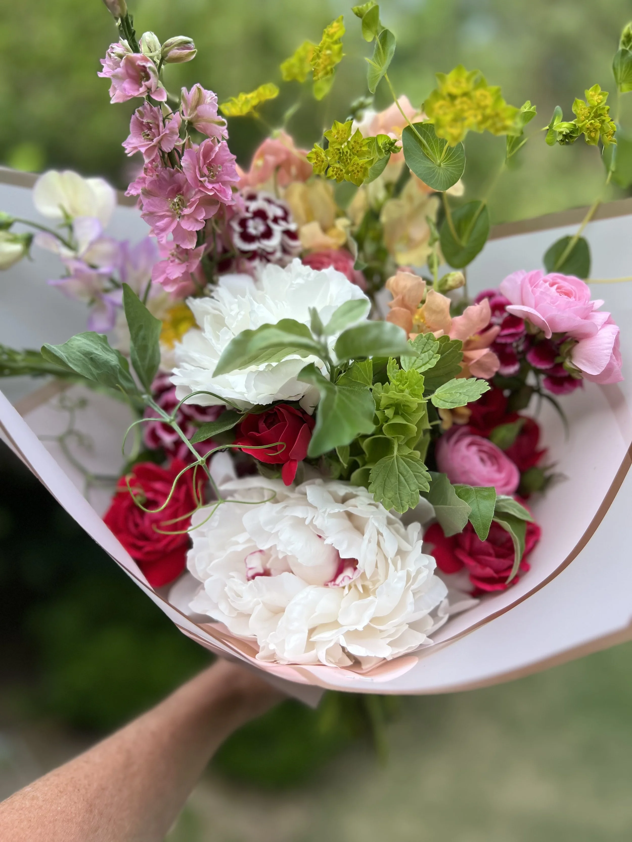 Mother's Day peony bouquet at Pittsboro, NC flower farm