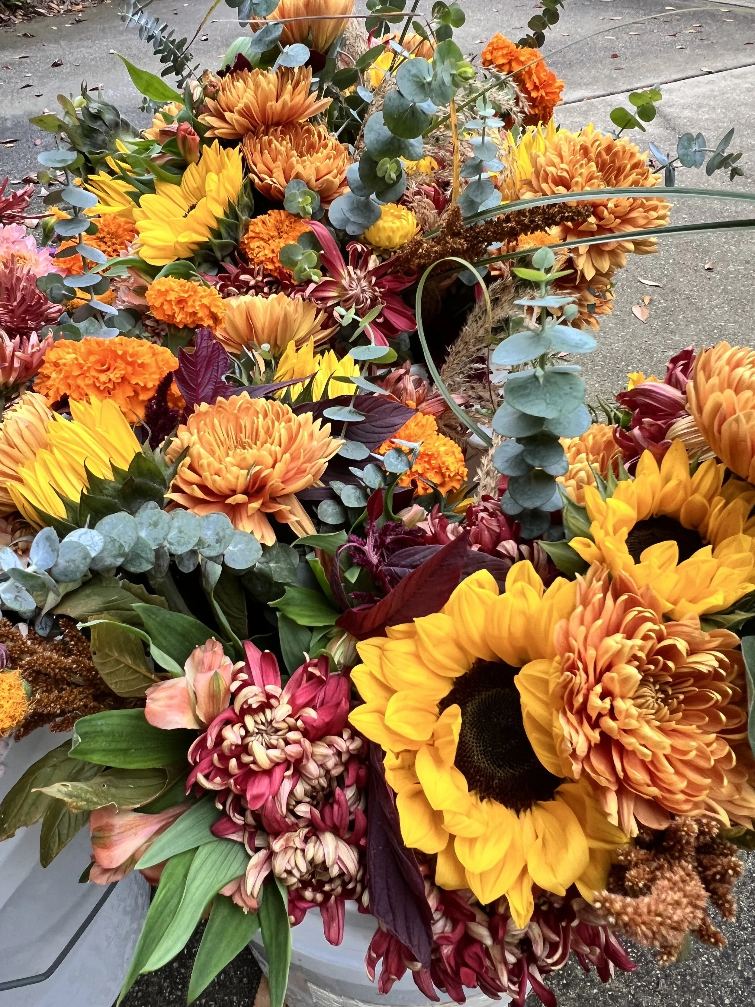 Thanksgiving floral centerpieces from Buck Naked Farm in Pittsboro, NC