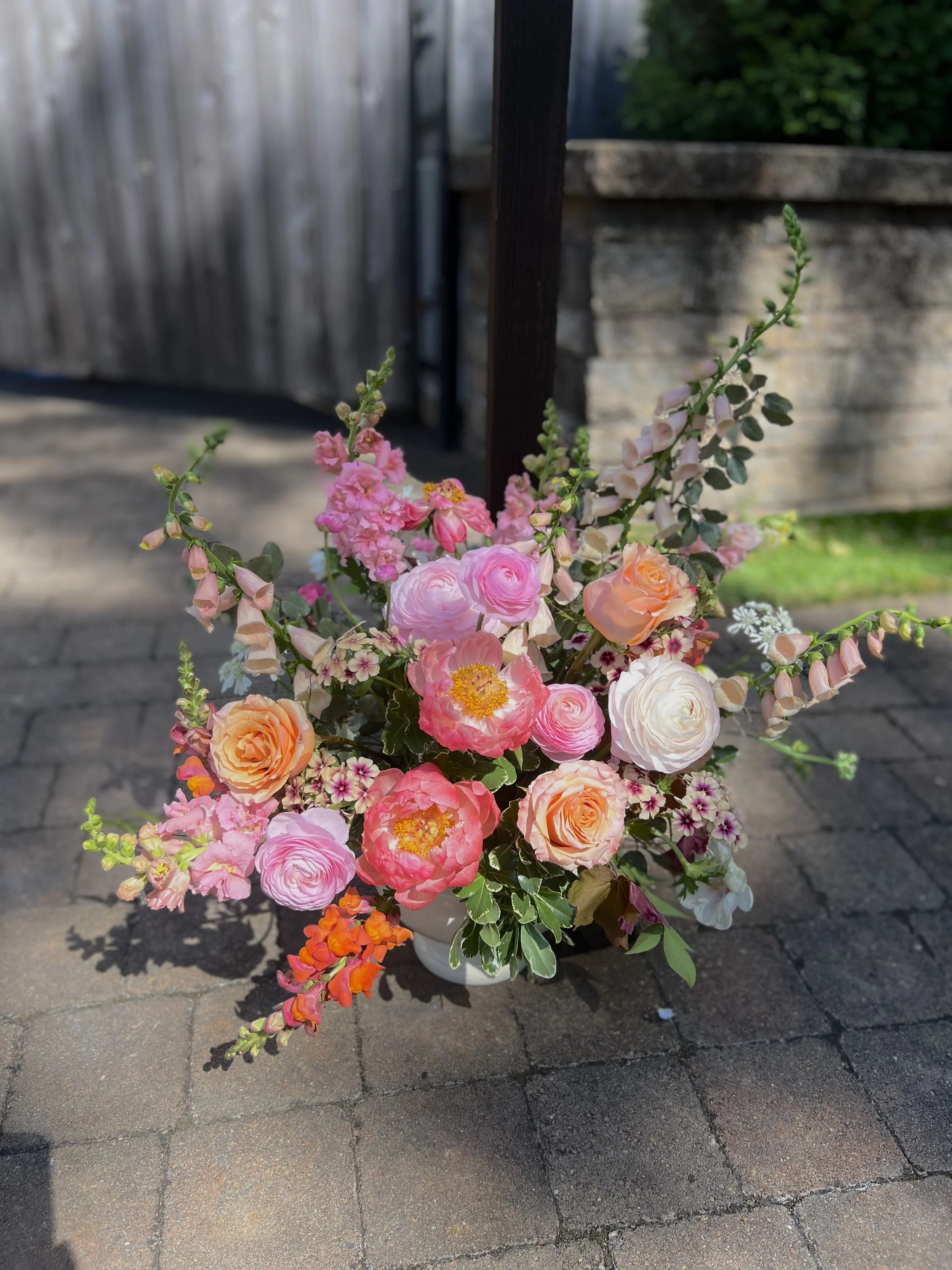 spring wedding ceremony flowers from buck naked farm in pittsboro, nc