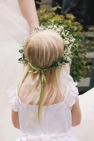 Flower crown on a young girl at the Parlour at Manns Chapel wedding in Chapel Hill, NC