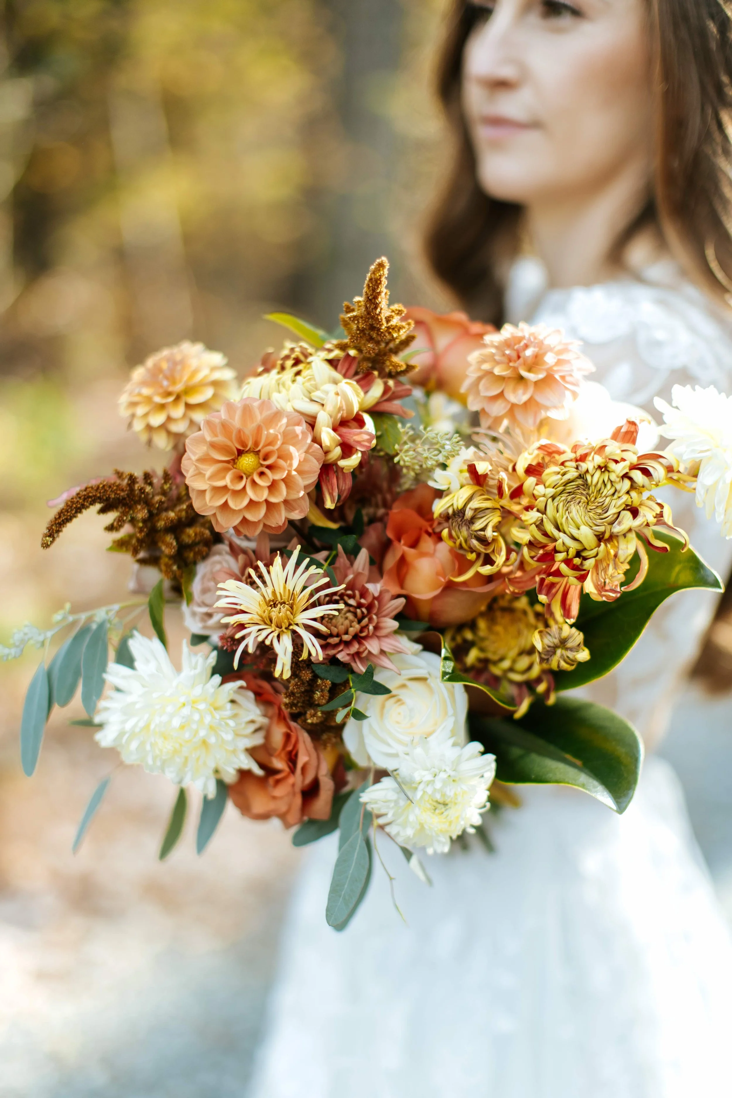 Fall terracotta and sage garden style bridal bouquet
