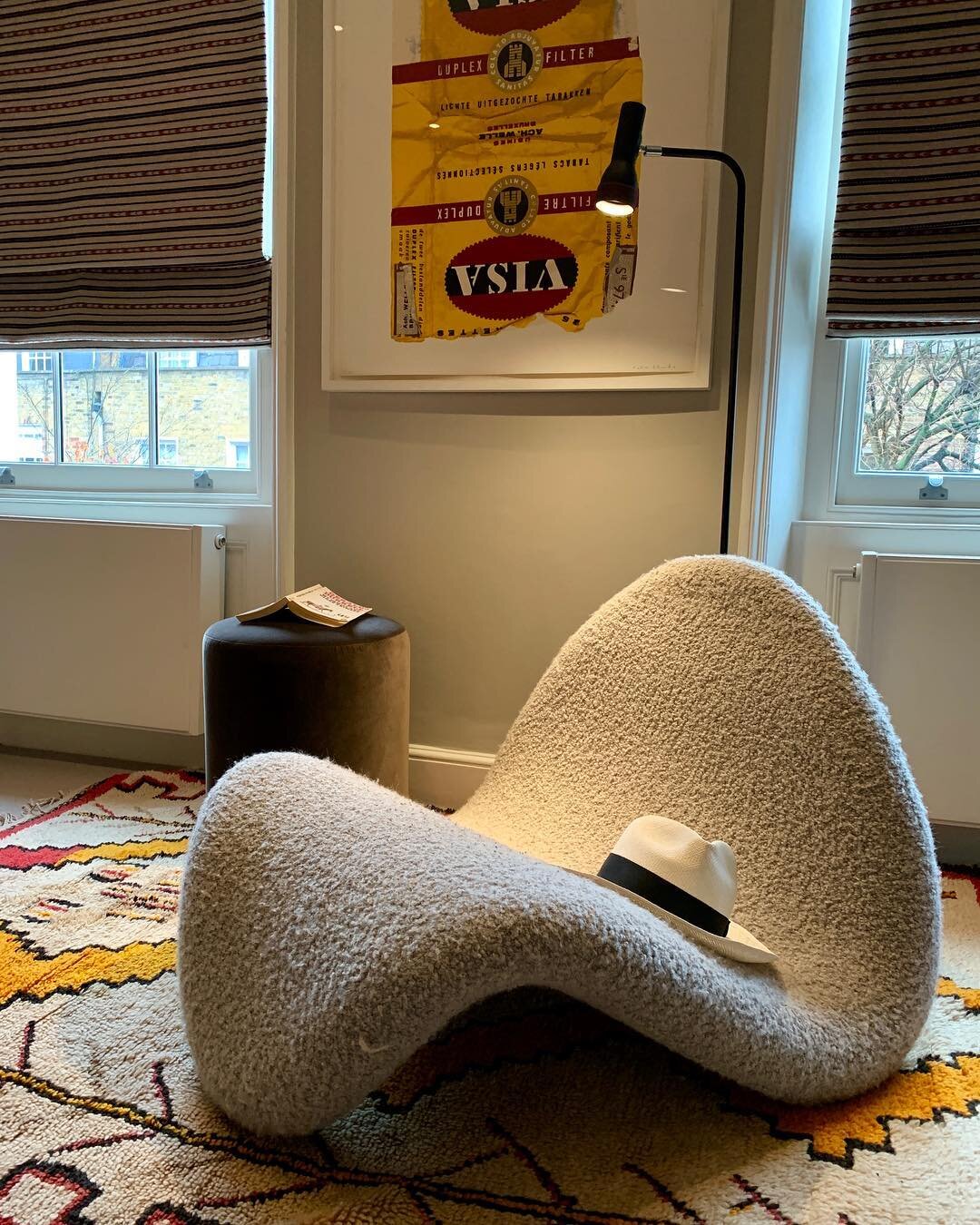 The warm colours and texture  in this Azilal rug work nicely with the Tongue chair to create a cosy space in a teenage bedroom. Temperatures are dropping. Time to get cosy. #rugs #cosy #interiordesign #interiordesigner #interiors #design #chairs #cha