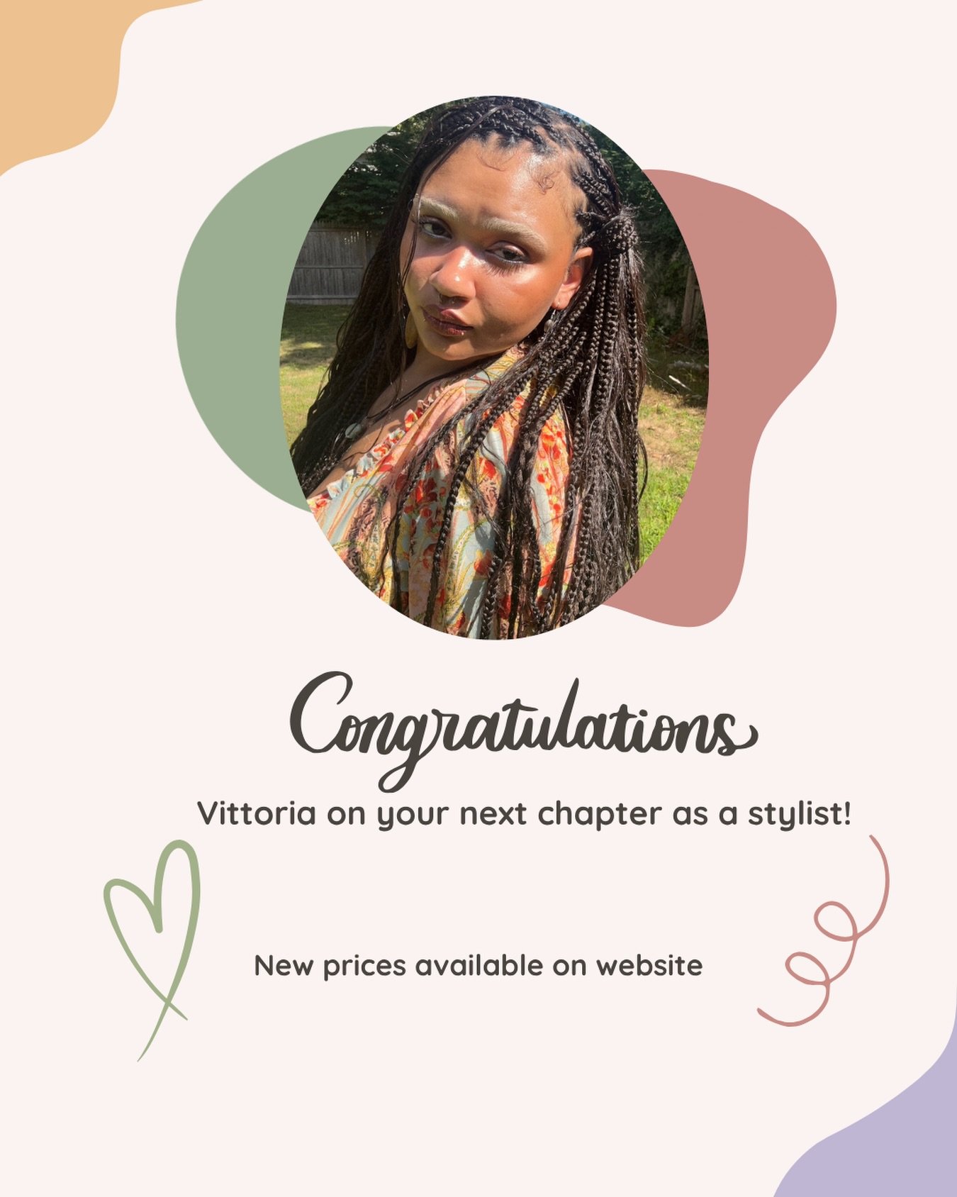 Big moment for Vittoria ✨

We&rsquo;re so excited to celebrate her stepping into this next chapter behind the chair.

Her updated pricing is now live on our website &mdash; book online now to get on her schedule 🤍