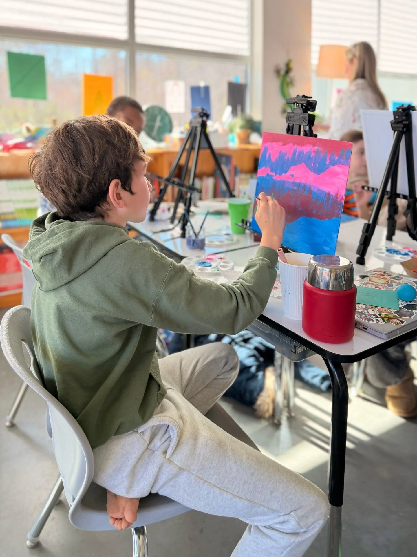 Art with Ms. Emily always brings some color, even on a gray rainy day like today!