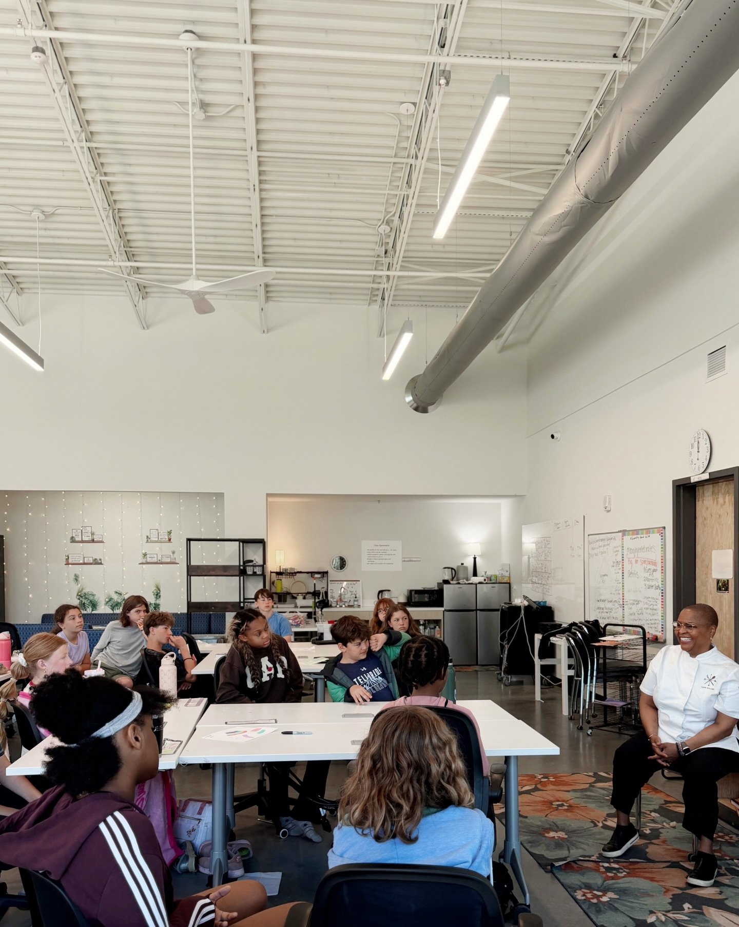 Our middle schoolers hit the jackpot this week. @mstanyaholland acclaimed chef, author, and restaurateur generously visited their classroom for a Q+A. Known for her work at Brown Sugar Kitchen and her leadership in conversations around equity and cul