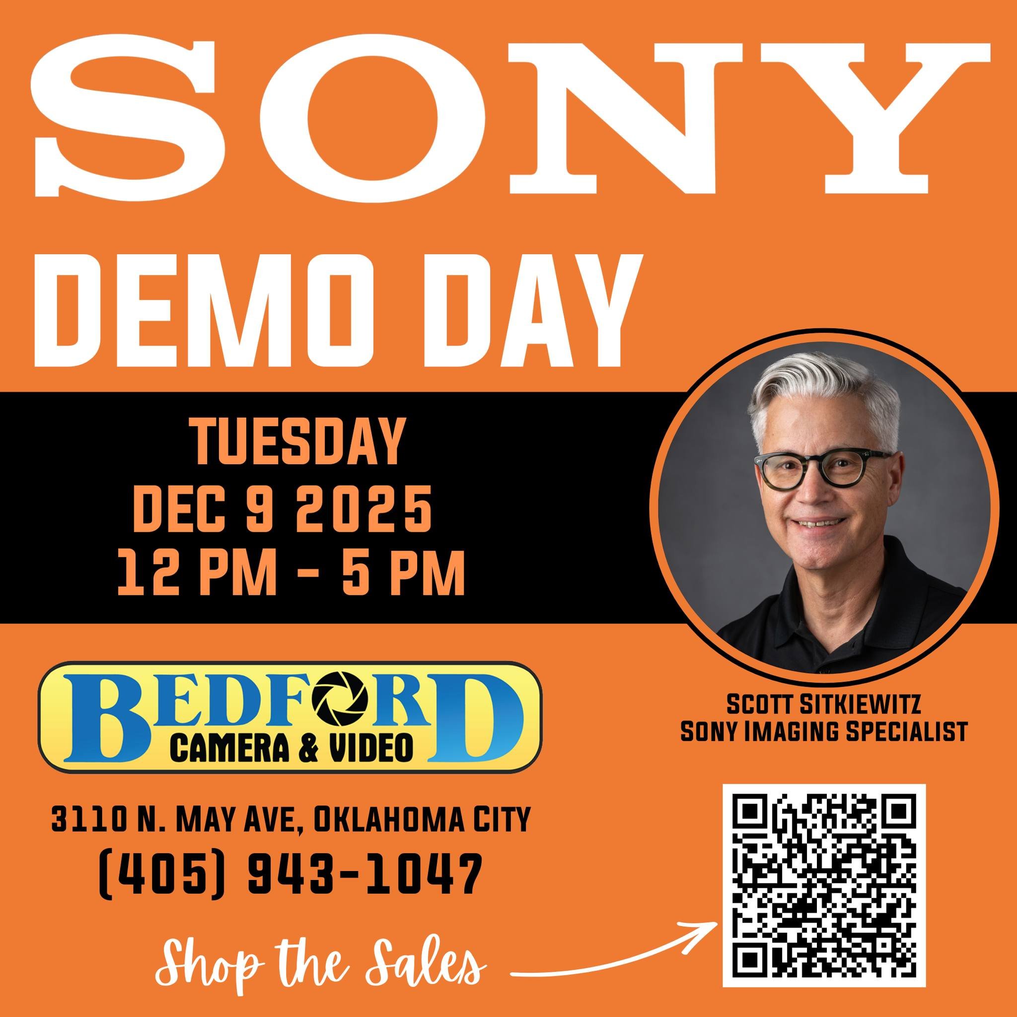 It&rsquo;s Sony Holiday Week at Bedford Camera OKC, and we&rsquo;re bringing the fun in-store with a Sony Demo Day on Tuesday, Dec 9, 2025!

Join us at Bedford Camera &amp; Video in Oklahoma City (3110 N. May Ave) as we welcome Sony Imaging Specialis