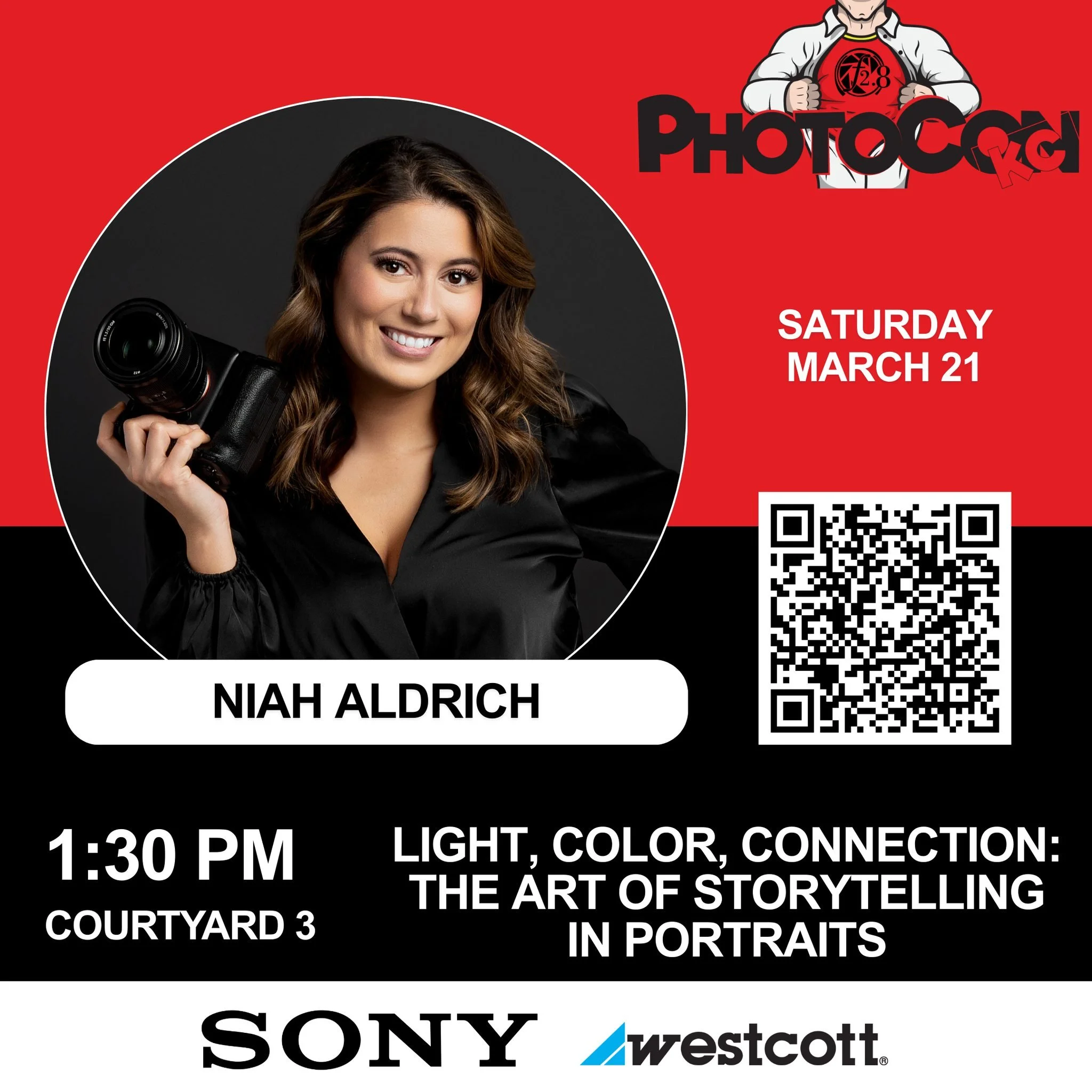 Speaker Spotlight: Niah Aldrich

PhotoCon Kansas City (March 19&ndash;21, 2026)

Light, Color, Connection: The Art of Storytelling in Portraits

Bold portraits don&rsquo;t happen by accident&mdash;they&rsquo;re built with intention. Join portrait pho