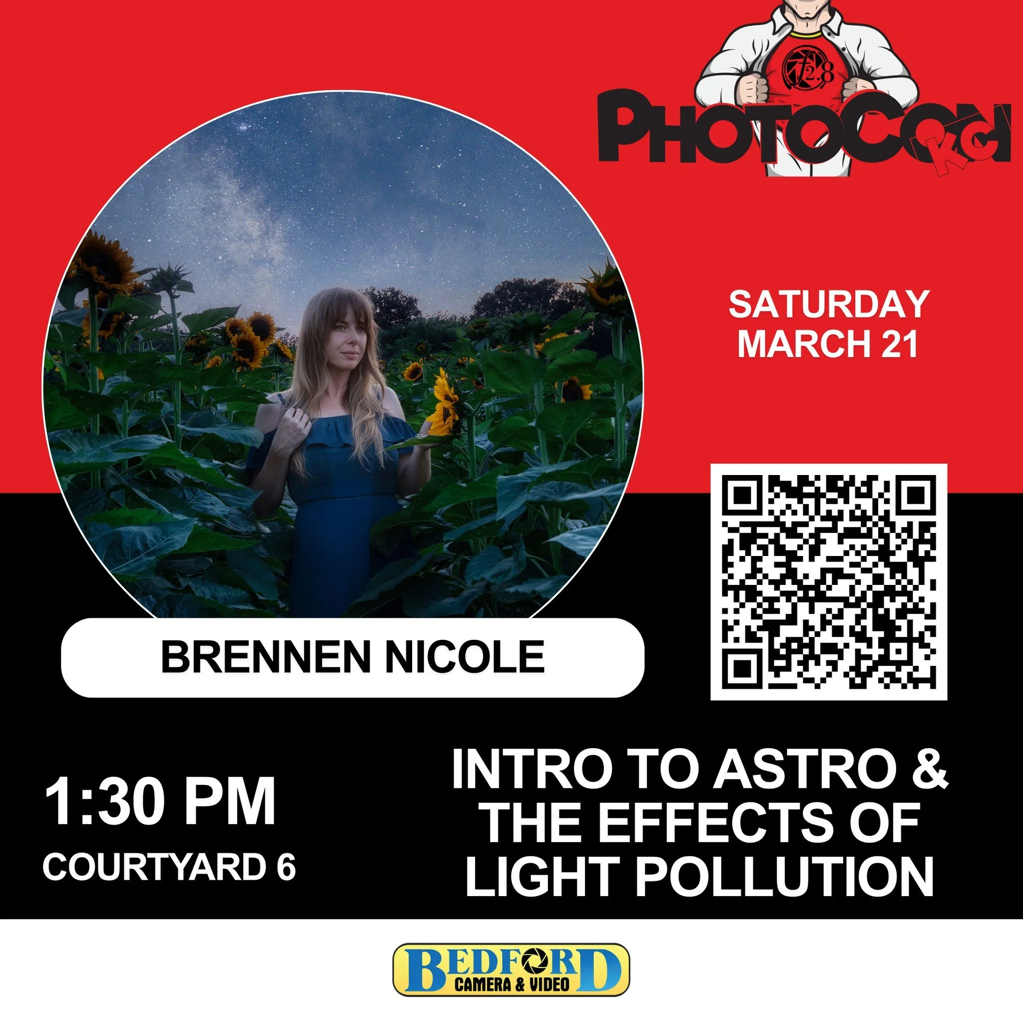 Speaker Spotlight: Brennen Nicole 

PhotoCon Kansas City (March 19&ndash;21, 2026)

Intro To Astro &amp; The Effects of Light Pollution

Ready to chase the night sky&mdash;and actually bring home keepers? In this session, Brennen Nicole blends the ar