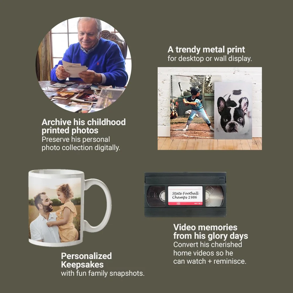 Trying to decide what best to get for Father's Day gifts or wanting to redecorate your favorite space filled with memories? Create personalized photo gifts you'll treasure forever - from wall decor like metal or framed canvas prints to digitizing tho