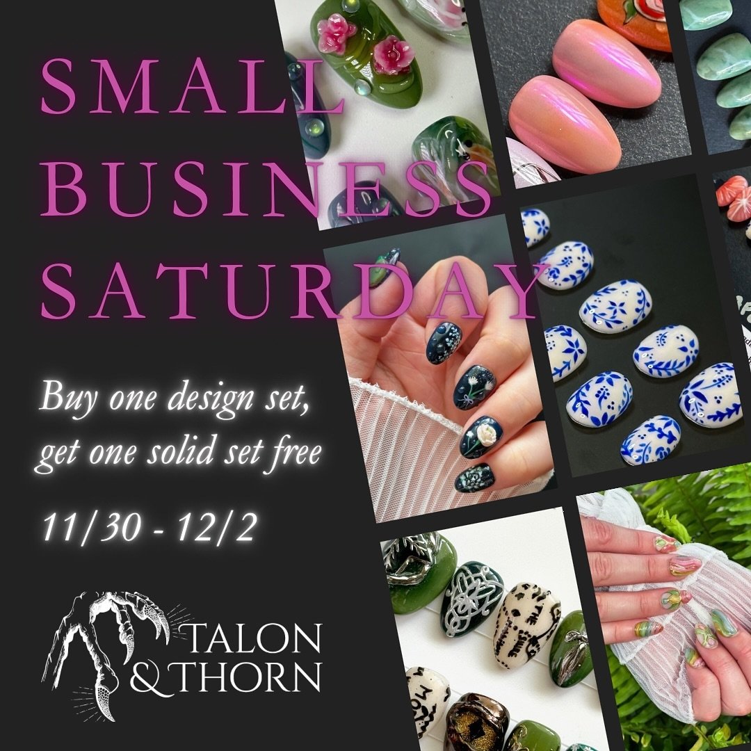 So thankful to everyone who has supported Talon &amp; Thorn this year!! To show my appreciation (and celebrate Small Business Saturday), I&rsquo;m running a Buy One Design Set, Get One Solid Set Free deal until Monday, December 2! DM me to start your