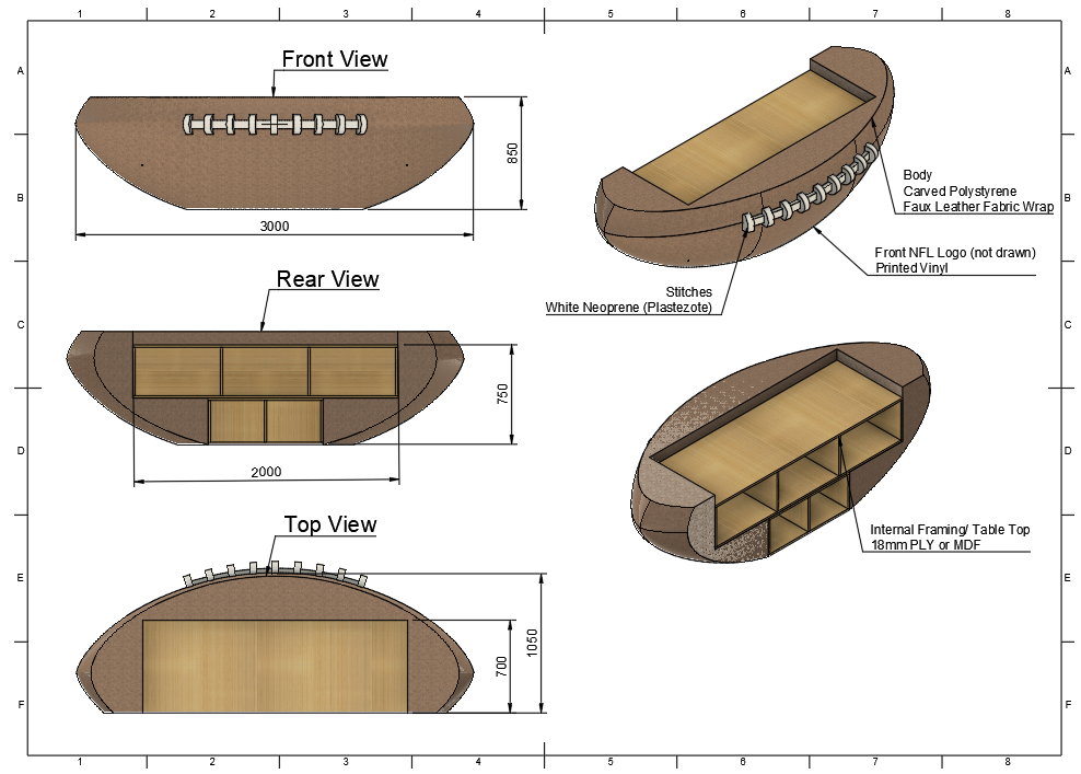 Shop drawings for NFL-Themed DJ booth for NFL Popup event