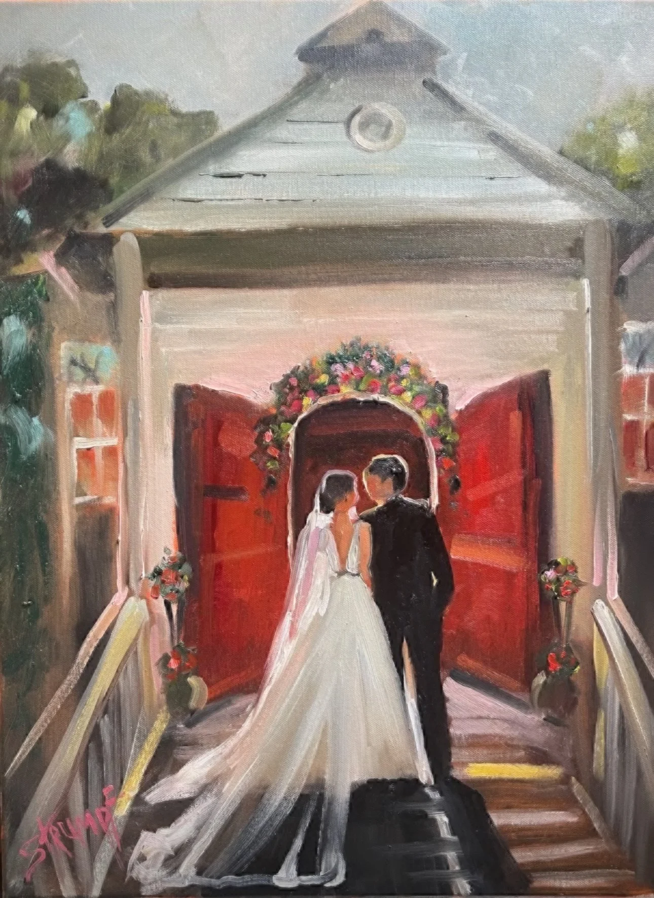 Live wedding painting