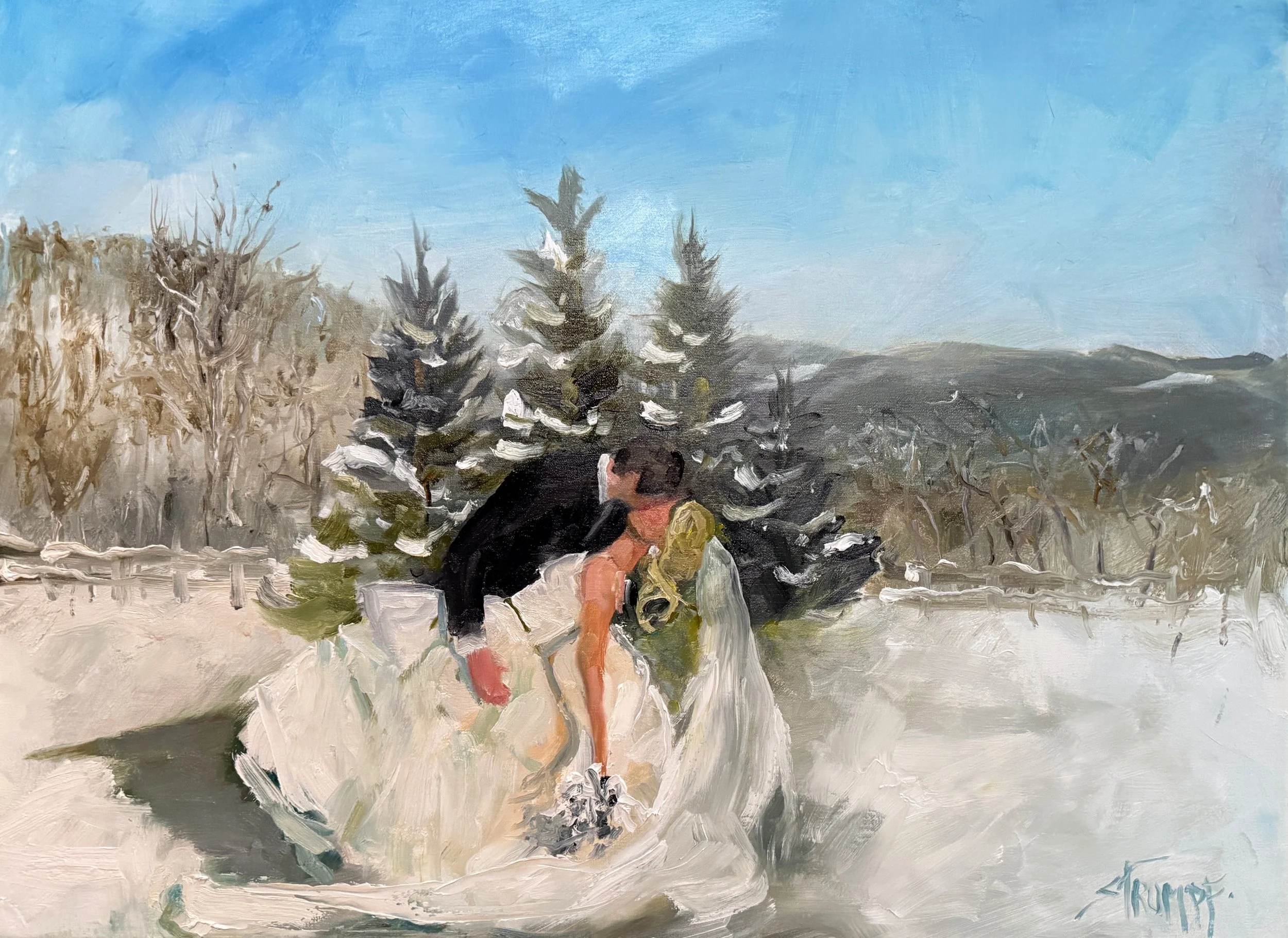 Gina Strumpf Live Wedding Artist Overlook Barn Impressionist Oil Painting.jpg