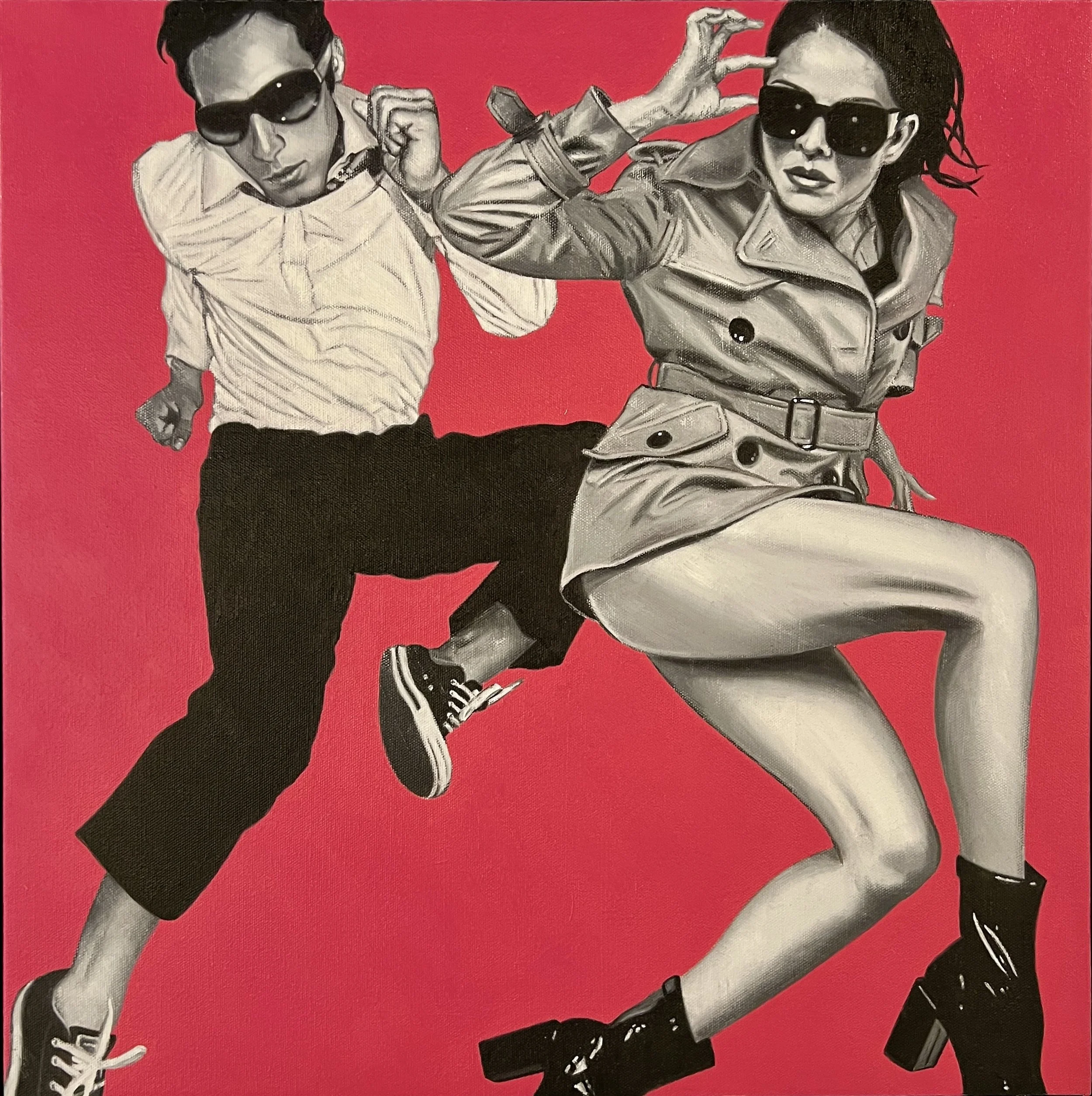 MOONLY & BANG 02, oil and canvas, 23 x 23 in. (framed)