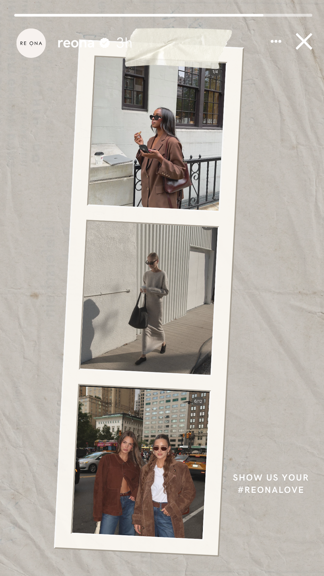 Instagram stories for Re ona. Tools used: Canva, Figma, Photoshop