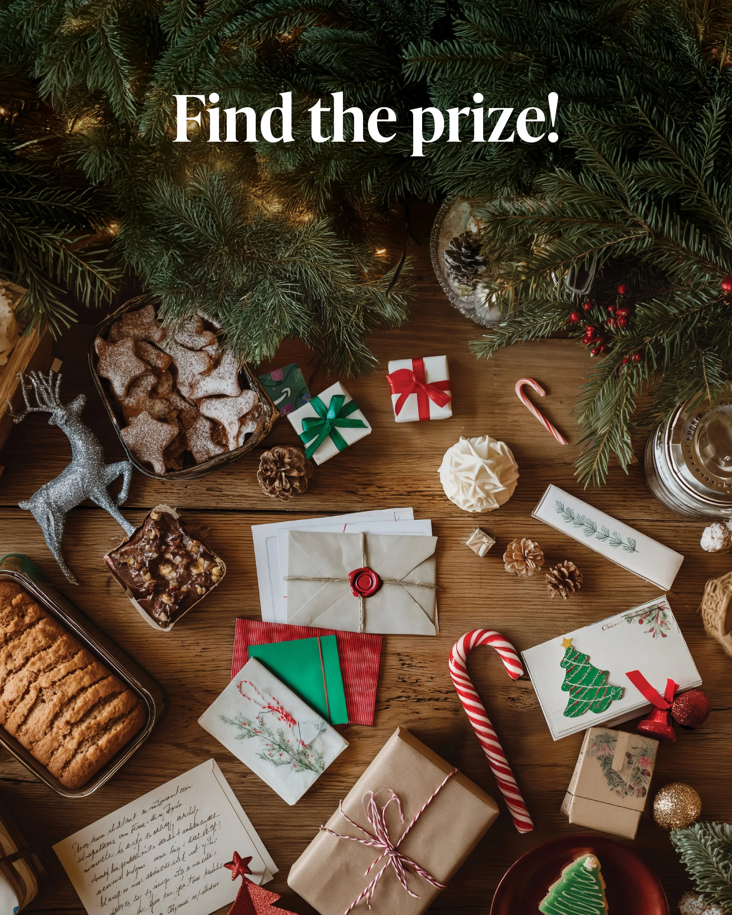 Prize: Amazon gift card - 
hidden under the box of cookies.