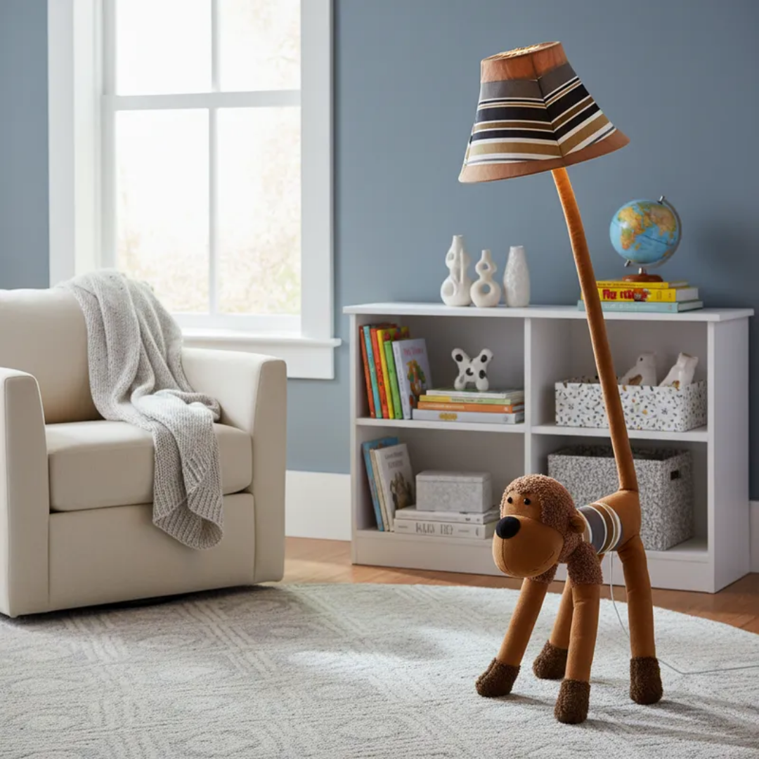 Lámpara Pie Led Mono Caricatura Infantil Luz Nocturna