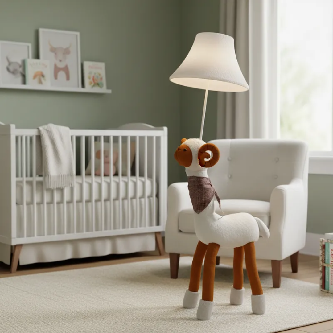 Lámpara Pie Led Borrego Caricatura Niños Luz De Noche