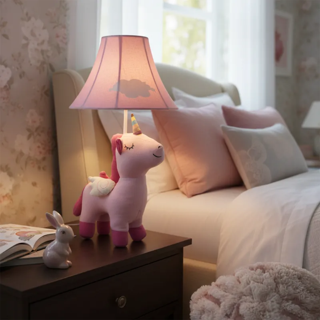 Lámpara Mesa Led De Unicornio Rosa Infantil Luz Nocturna