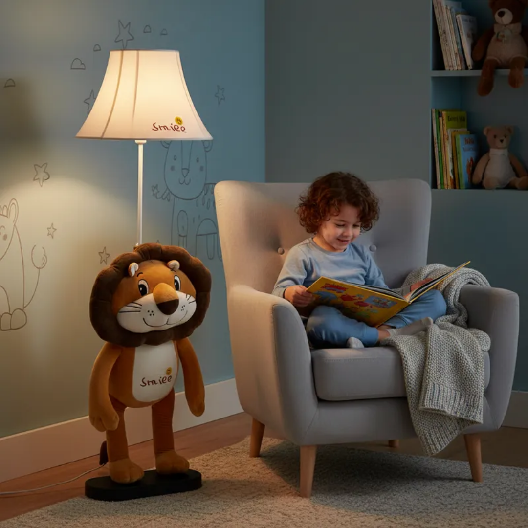 Lámpara Pie Led León Caricatura Animado Infantil