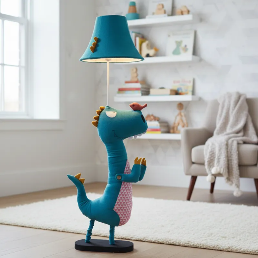 Lámpara Pie Led Dinosaurio Caricatura Niños Luz De Noche