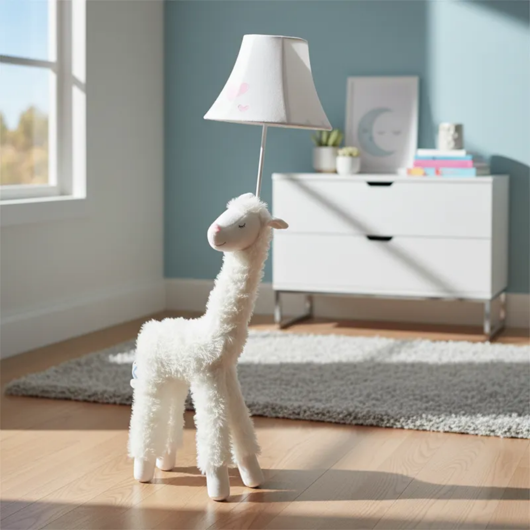 Lámpara Pie Led Alpaca Peluche Caricatura Animado Infantil