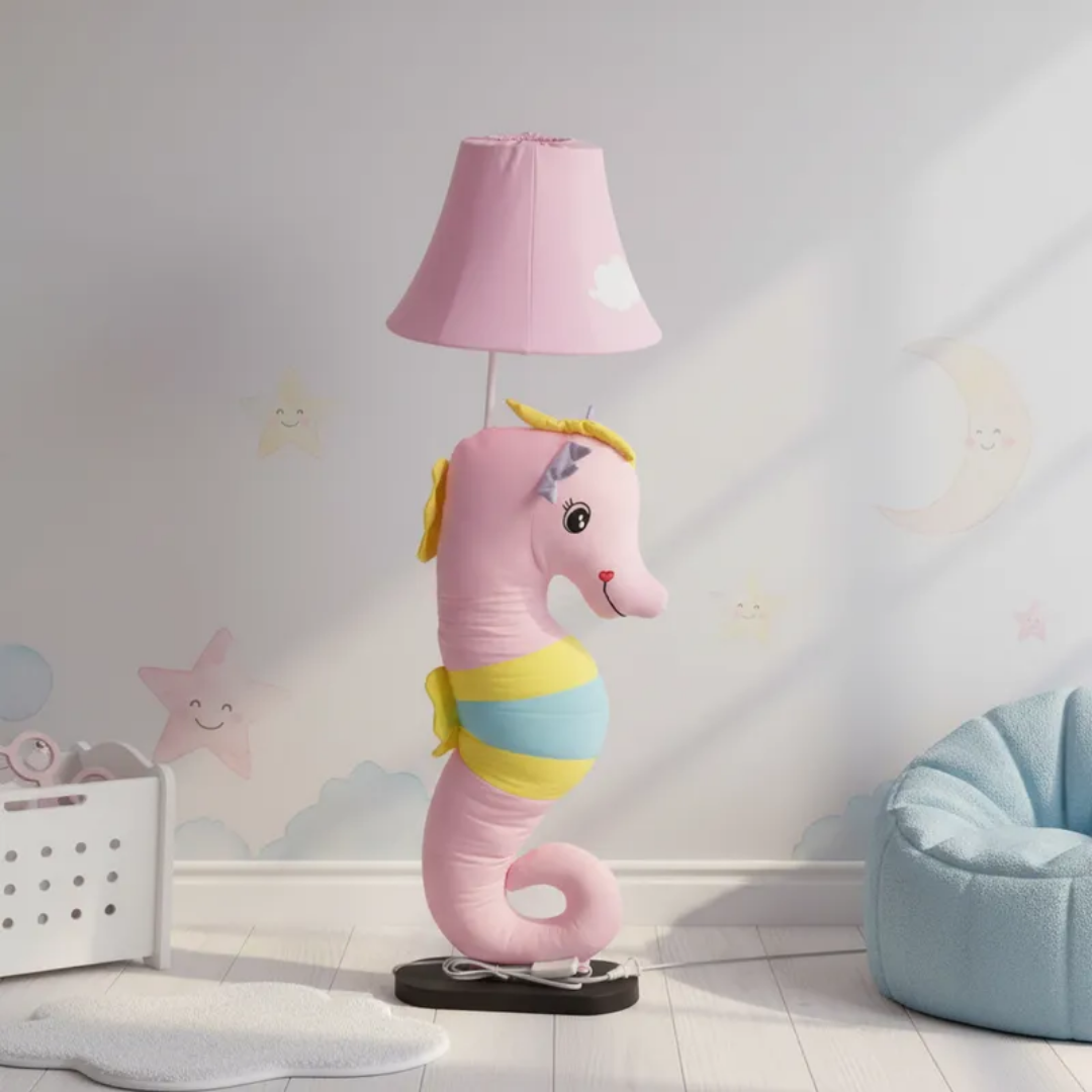 Lámpara Pie Led Caballito De Mar Caricatura Niños