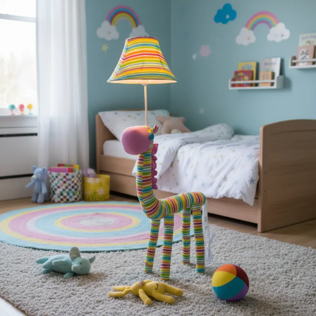 Lámpara Pie Led Caballo Colores Caricatura Animado Infantil