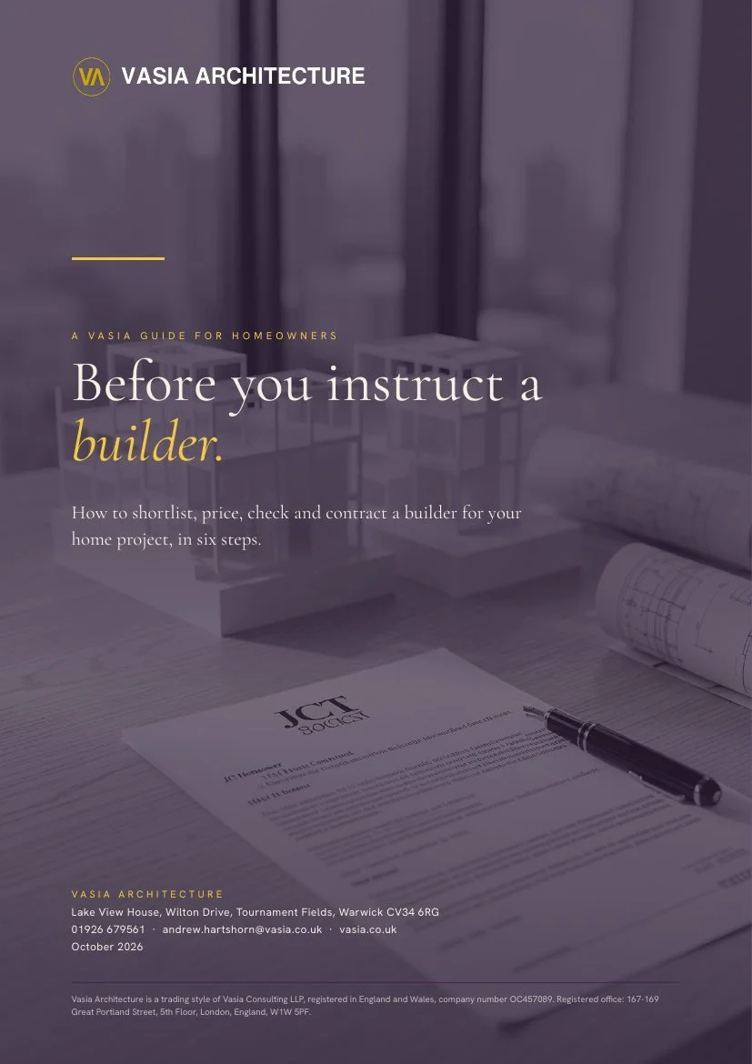 Cover of the Vasia guide: Before you instruct a builder
