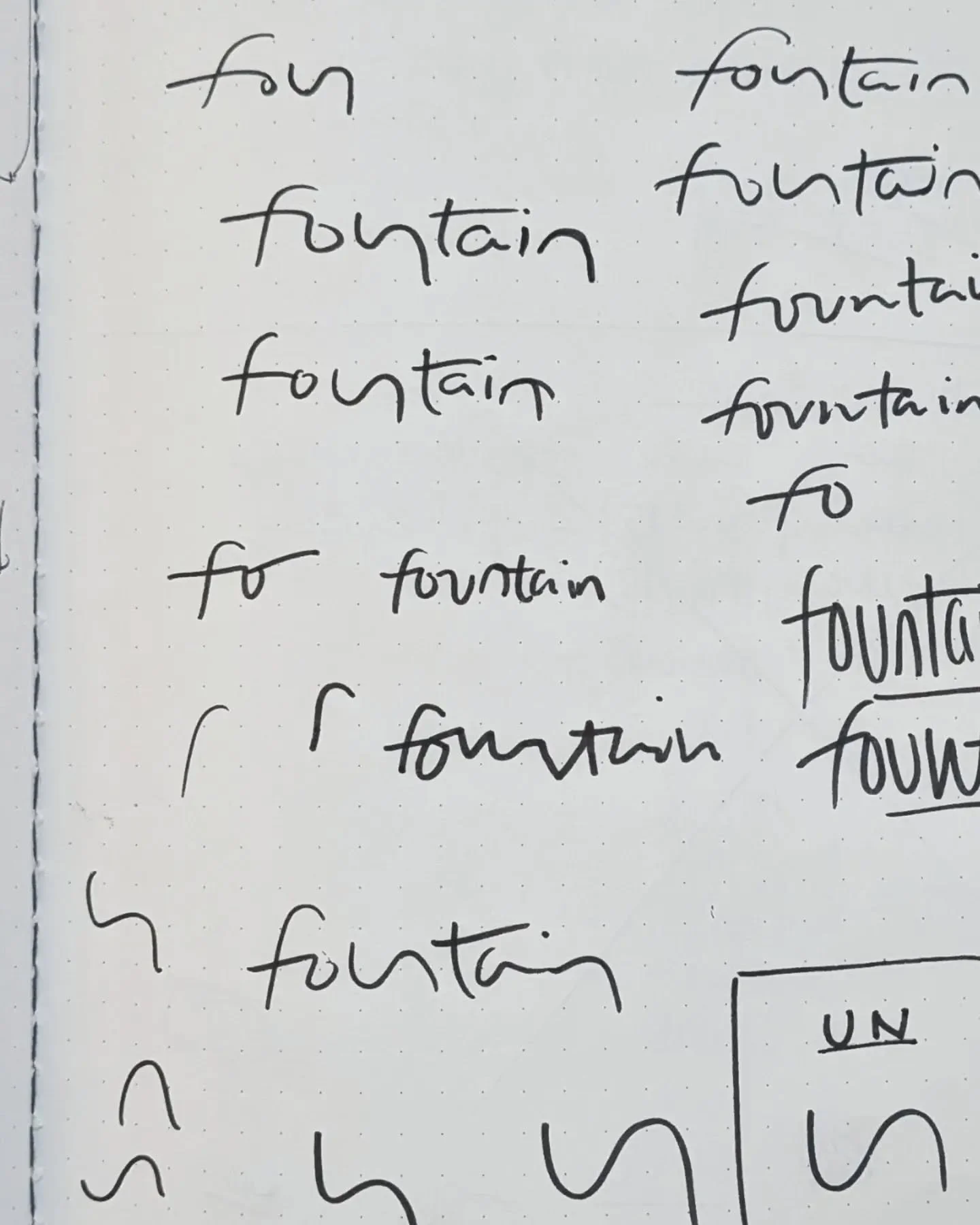 Early Fountain sketches: 👀 spy the winner! 

Our design process always comes back to pen on paper, especially when building a brand identity. It gets ideas flowing and sometimes one of them has that magic that feels like it&rsquo;s meant to be.

Loo