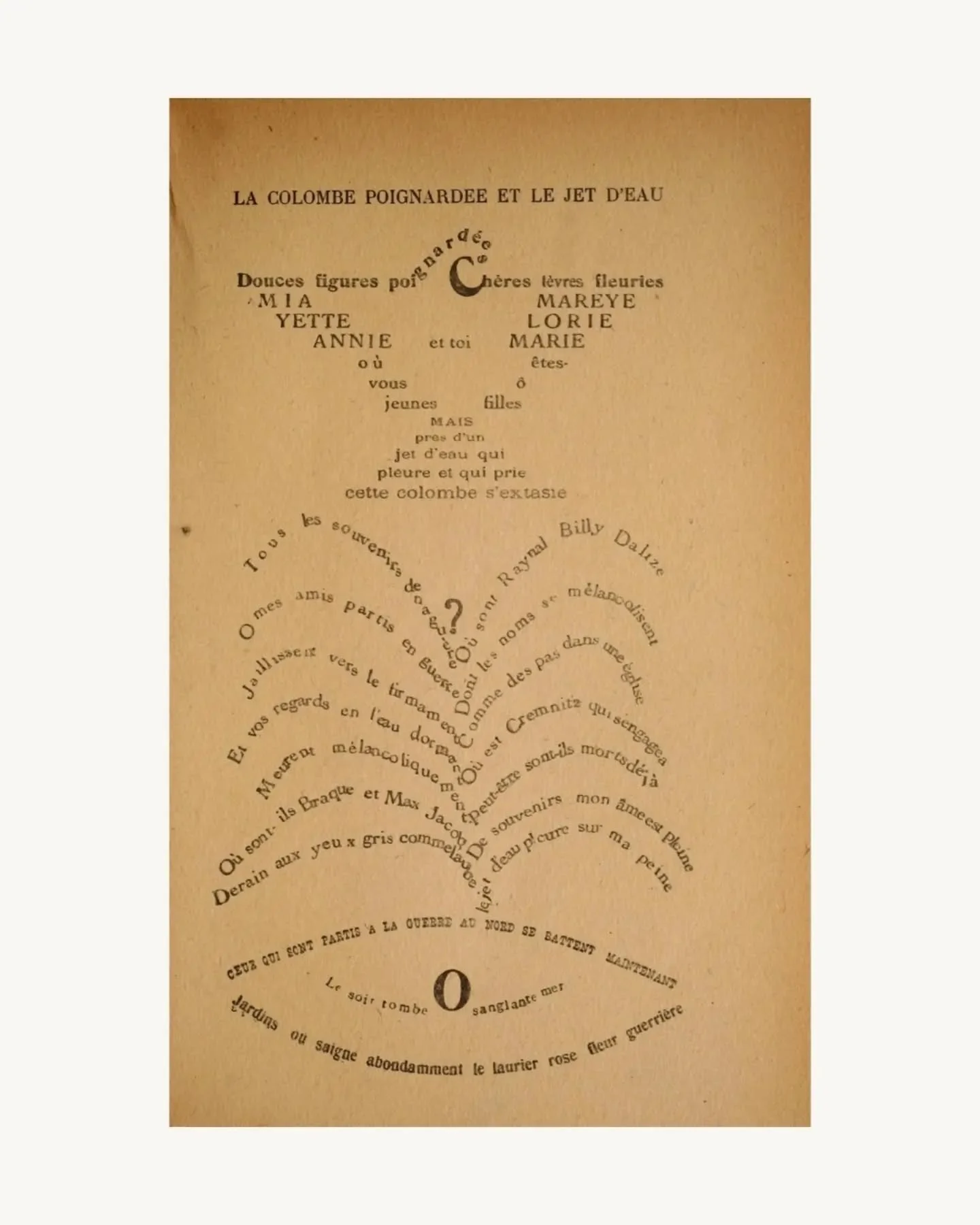 A fountain for your files ⛲️ this time in the form of poetry. &ldquo;The stabbed dove and the fountain&rdquo;, Guillaume Apollinaire, 1918.

#fountaininspo #brandstrategists #findyourflow #creativeduo #brandstory