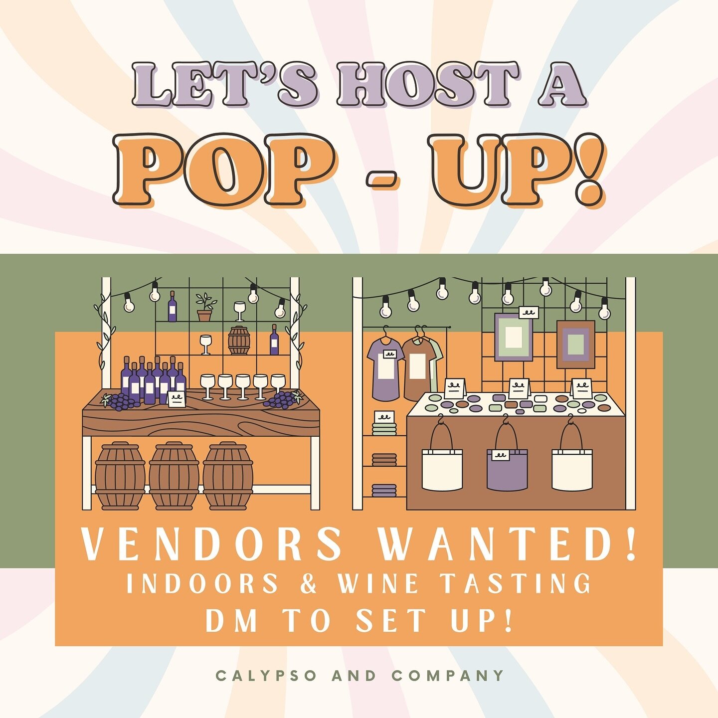 Want to host a Pop Up at Calypso &amp; Company?
Let&rsquo;s make it happen!! 🙌🏼
DM for more info!