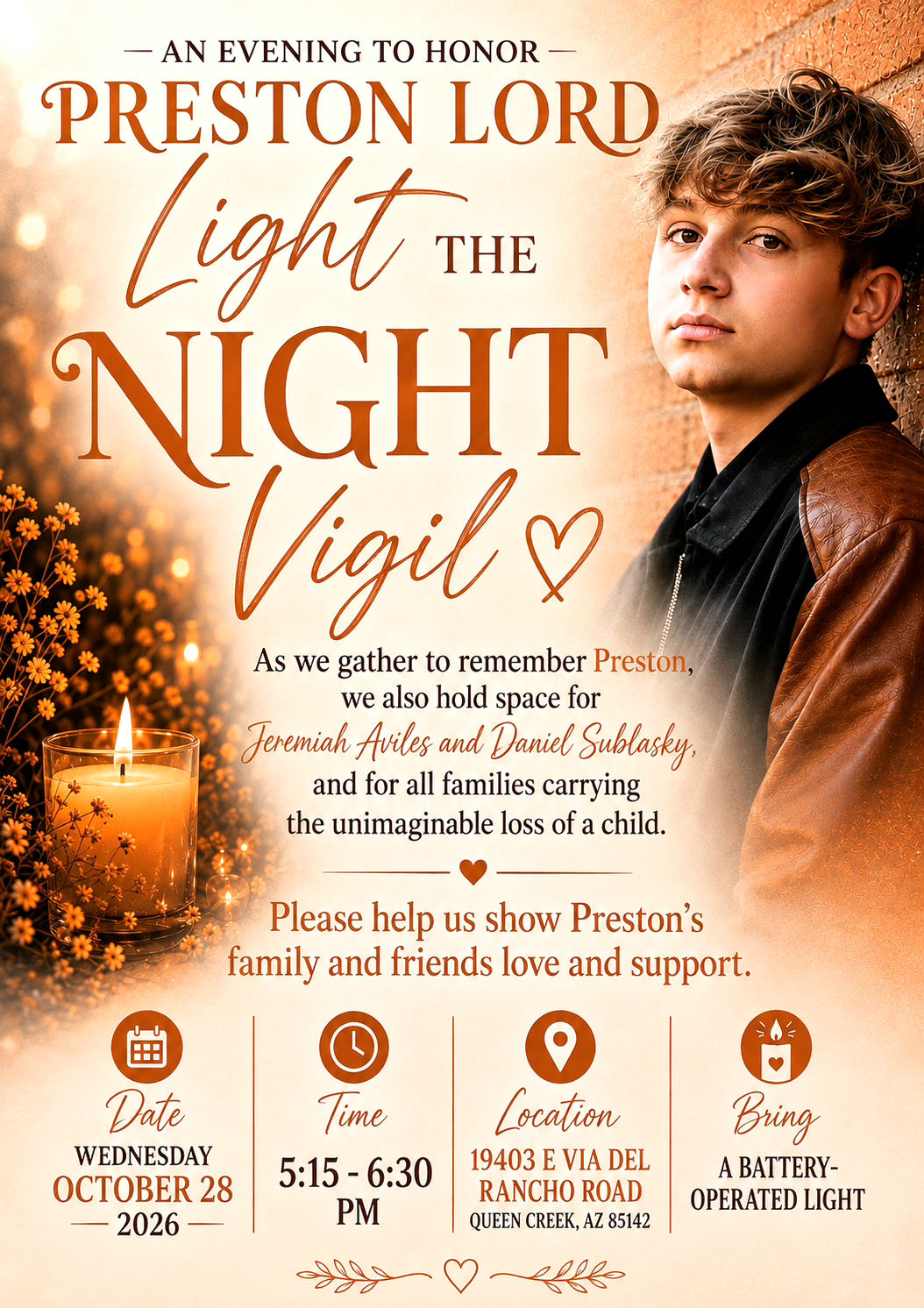 Light the Night Vigil in Honor of Preston Lord