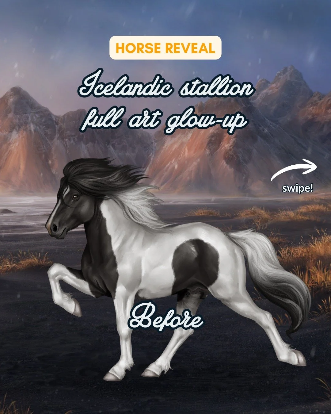 You&rsquo;ve met the foal, as well as the queen of the herd&hellip; Now make way for the show-off who refuses to walk like a normal horse.

Say hello to the new design of our Icelandic stallion, captured mid-t&ouml;lt 🐴💨 
This special gait is uniqu