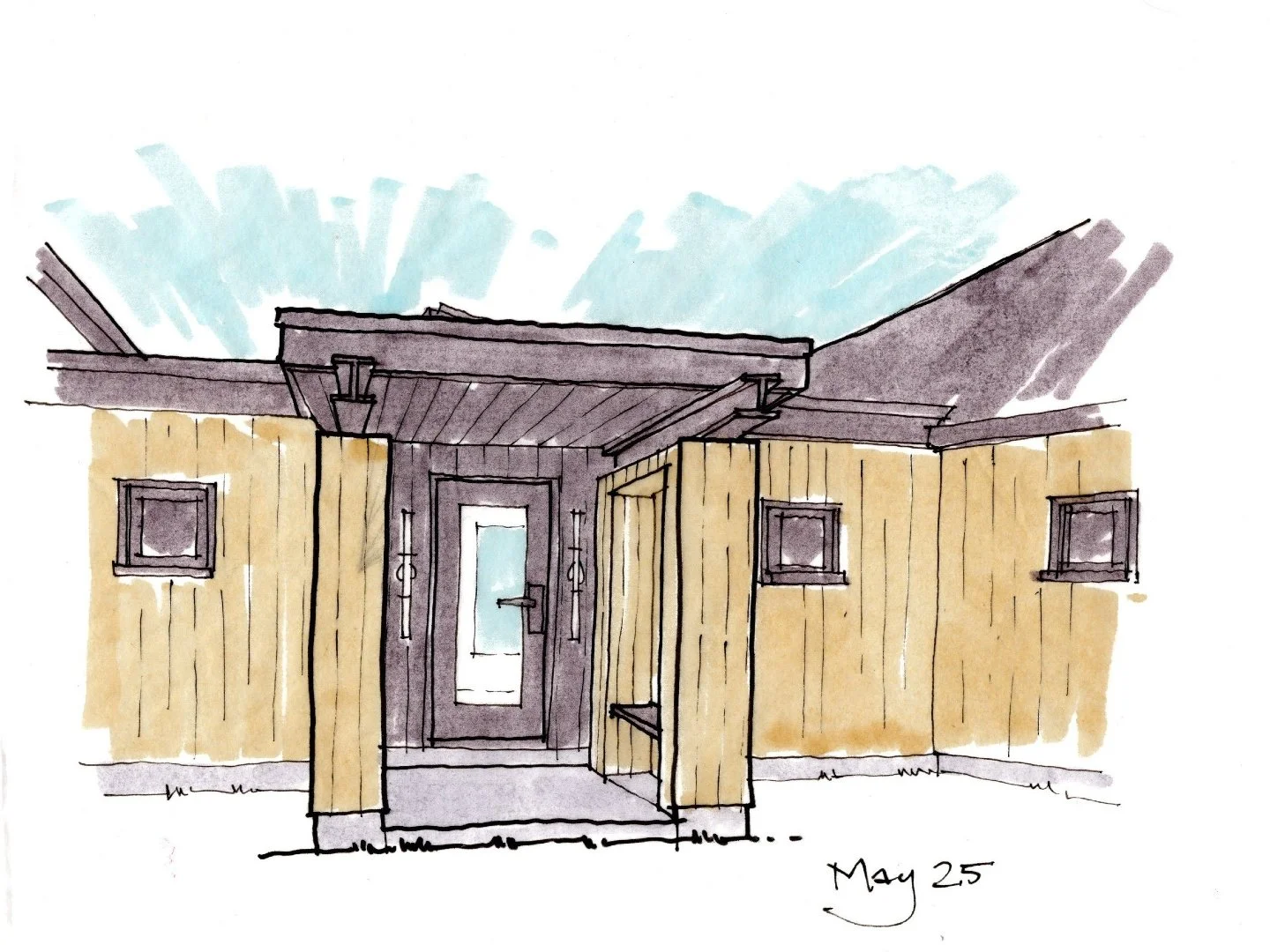 Sometimes a hand drawn rendering is the best way to truly imagine a new space.

Construction of our Two Points Retreat is now complete, and we are elated to share the final reveal with you soon.

Scroll to see a few sneak peeks of the exterior design