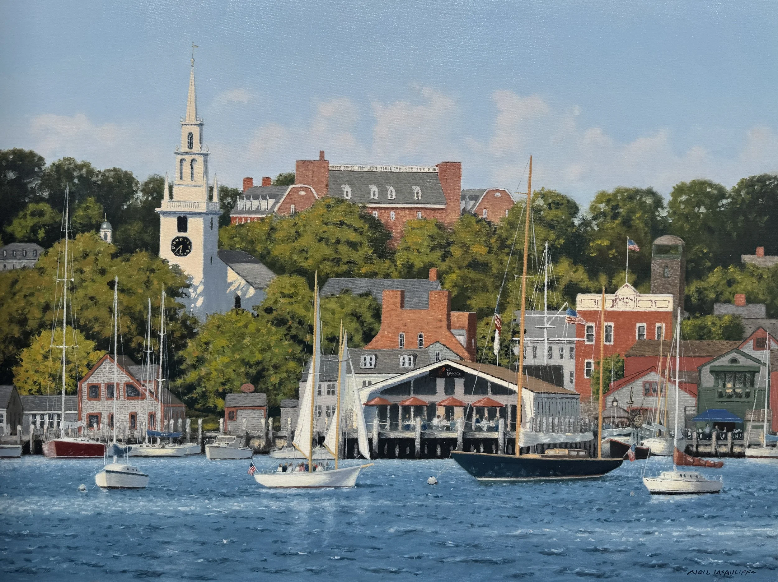 Sailing off Newport, 30x40