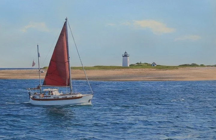 Sailing By Long Point Lighthouse, 16x24