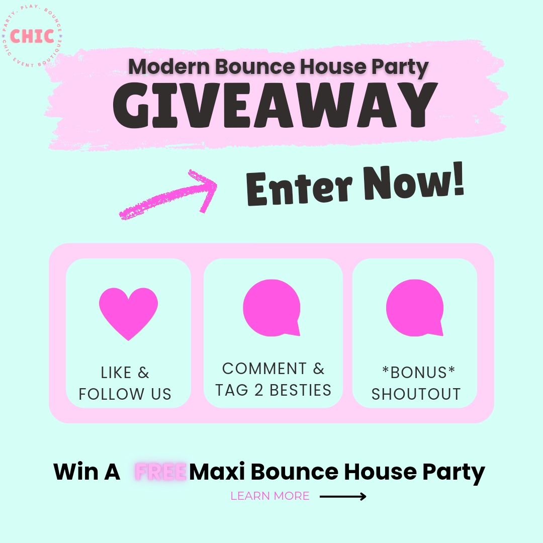 In celebration of spring and with a special nod to all the teachers out there, CHIC presents a GIVEAWAY!! One lucky person will win a FREE Modern Bounce House Party 🥳 🎉 It's easy as 1, 2, 3... 

🩷1. LIKE this post and FOLLOW @chiceventboutique
🩷2