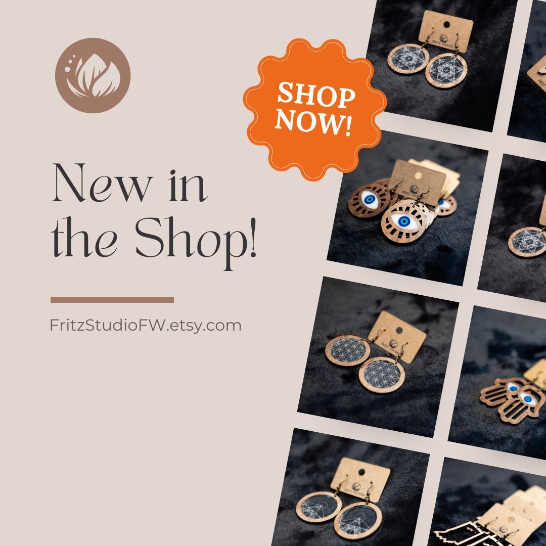 Items have been updated in the Etsy shop!  If you're looking for individual pieces check out FritzStudioFW.etsy.com or find me this Wednesday, May 15 at The Garden Fort Wayne from 6p-9p.
.
.
#shoplocal #shopsmall #lasercutjewelry #newitems #fortWayne