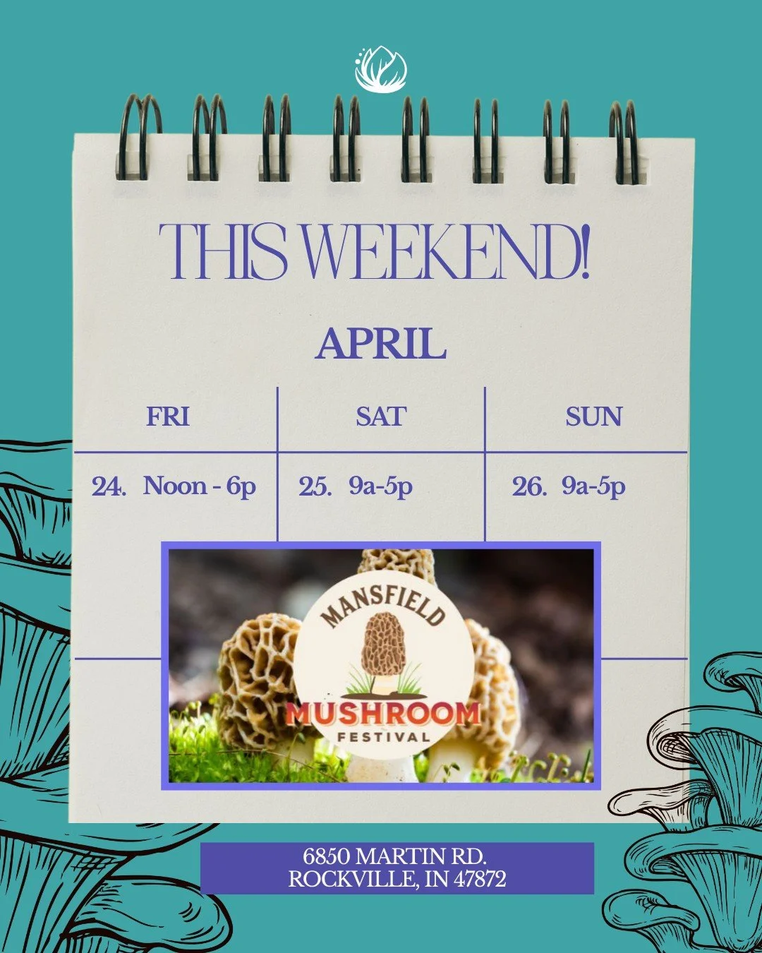 This weekend 🌿

I&rsquo;ll be at the Mansfield Mushroom Festival. 🍄

Stop by to explore mushroom-inspired pieces.

Friday: Noon&ndash;6p
Saturday &amp; Sunday: 9a&ndash;5p
📍 Rockville, Indiana

I&rsquo;d love to see you there.

#MushroomFestival #