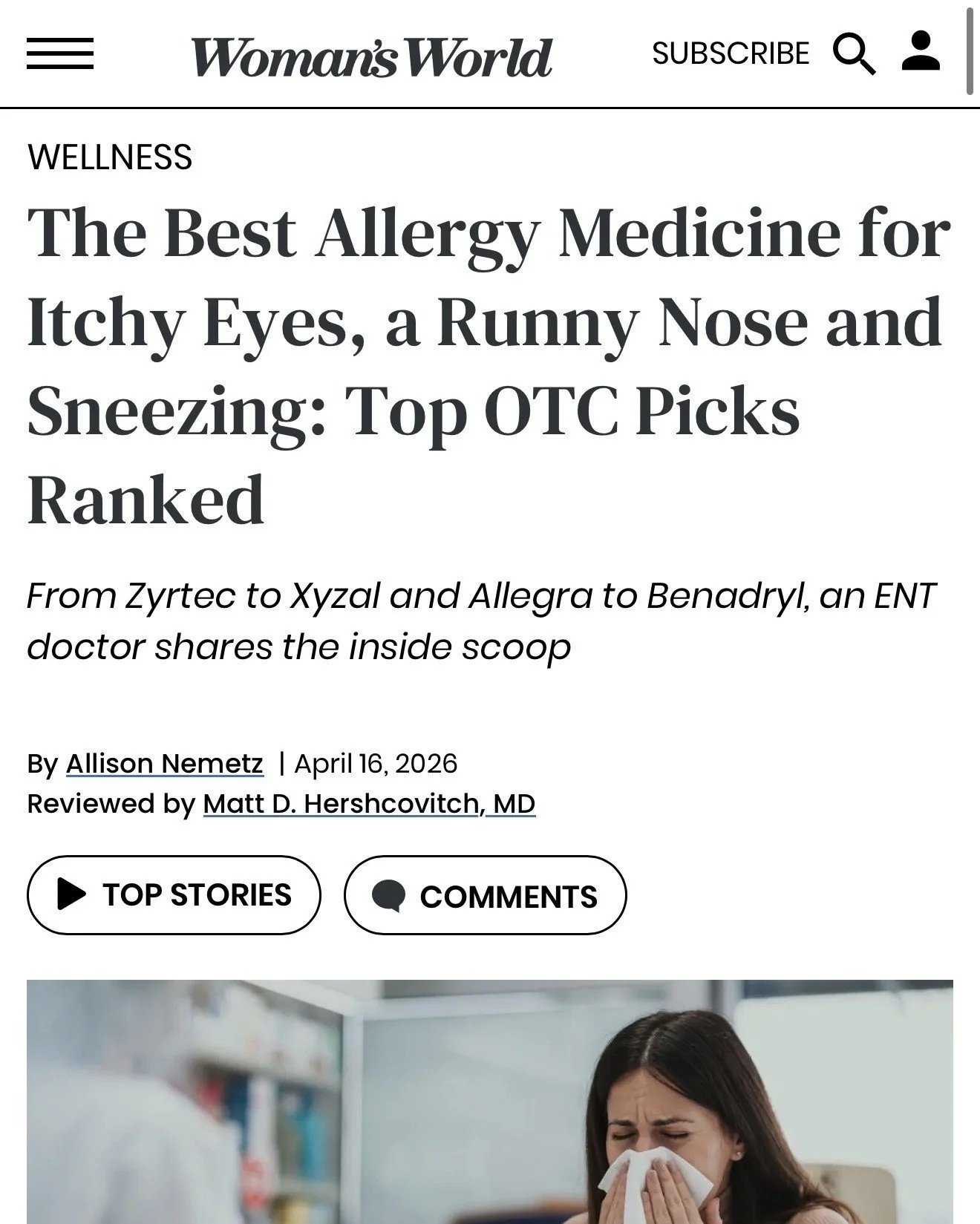 “Woman’s World” article featuring. Dr. Herscovitch